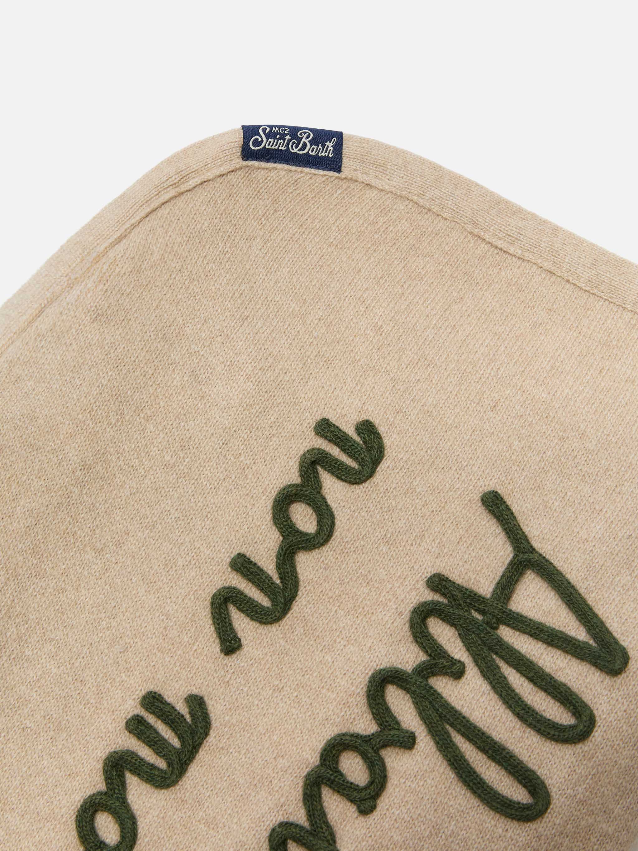 Dog Sweater With Abbaio Ma Non Mordo Embroidery Brown