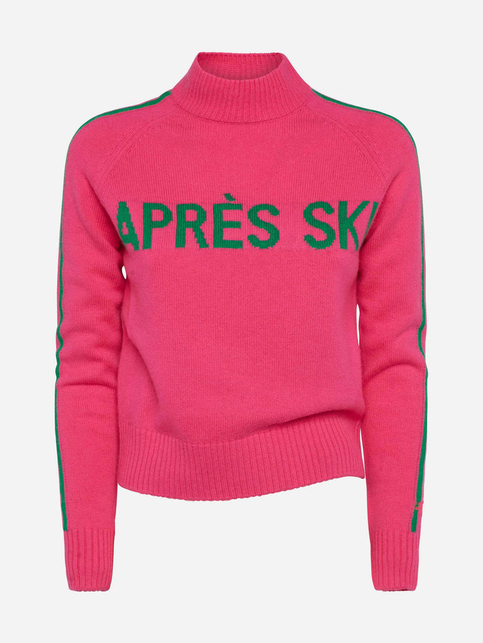 Peak Half-Turtleneck Sweater With Après Ski Embroidery Pink