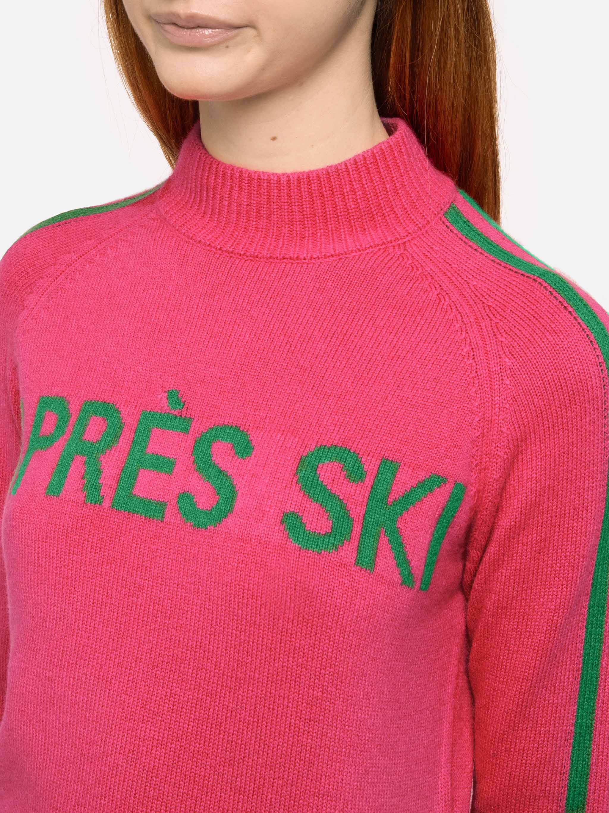 Peak Half-Turtleneck Sweater With Après Ski Embroidery Pink