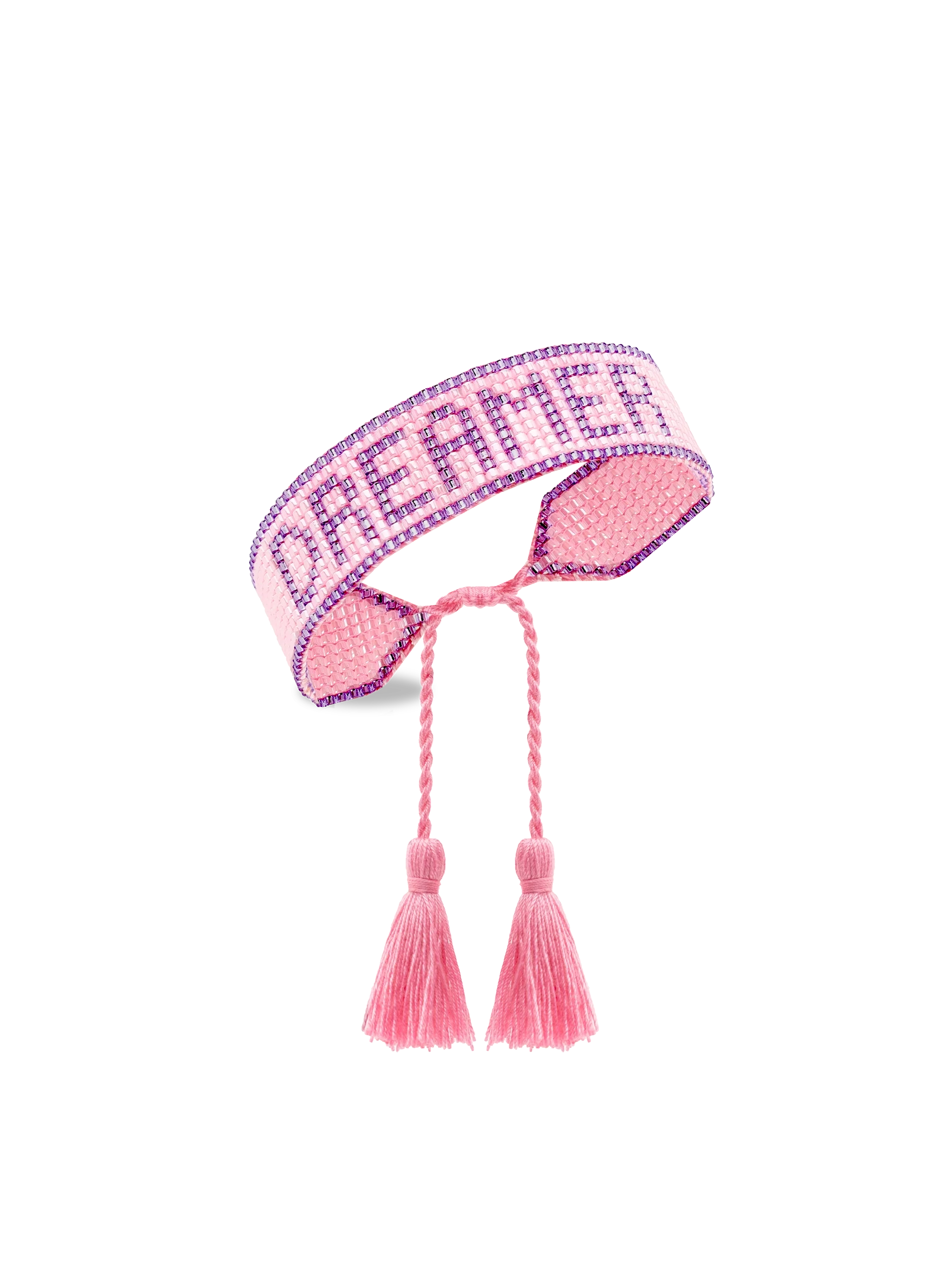 Pearls Bracelet With Dreamer Lettering Pink