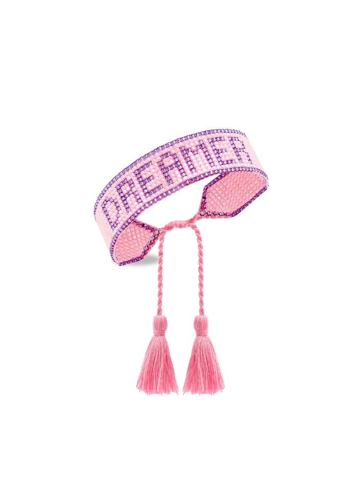 Pearls Bracelet With Dreamer Lettering Pink
