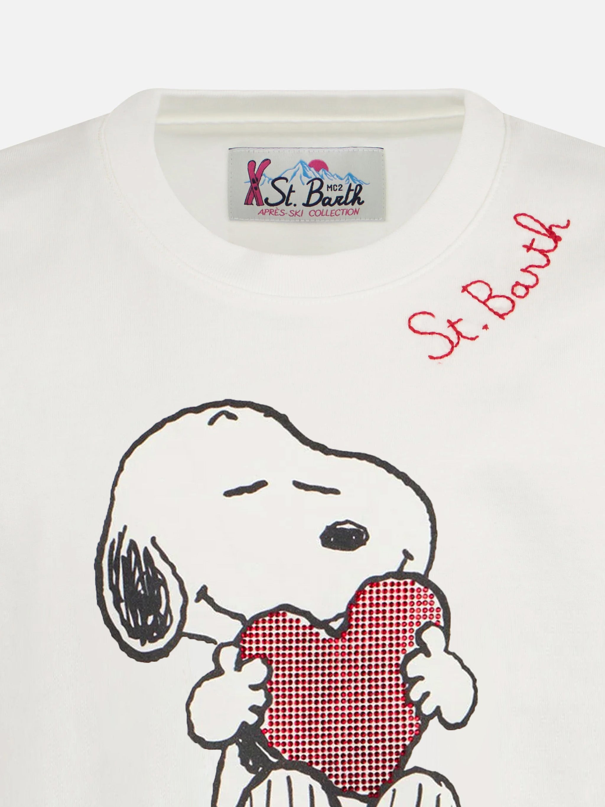 Girl Heavy Cotton T-Shirt With Snoopy Rhinestones Print | Peanuts™ Special Edition White