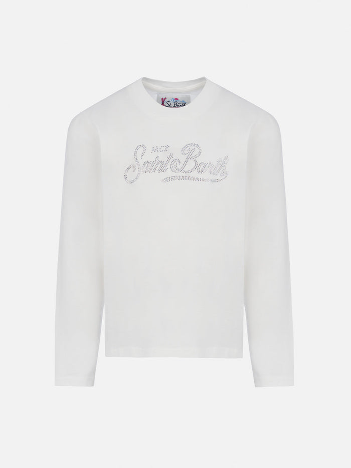 Penny White T-Shirt With Rhinestones Logo
