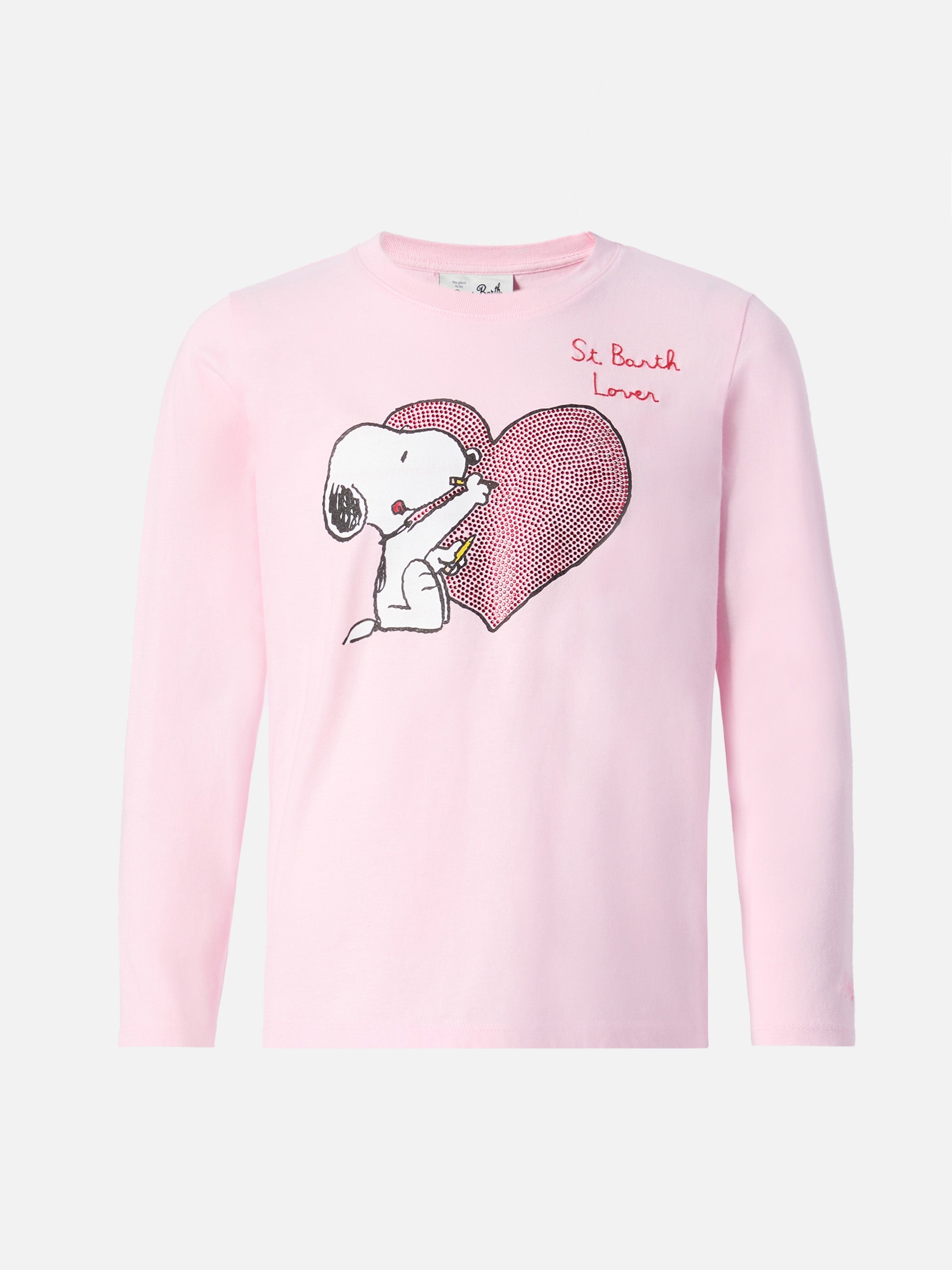 Penny Long-Sleeve Cotton T-Shirt Pink With Snoopy Print And Rhinestone Appliqué | Peanuts Special Edition