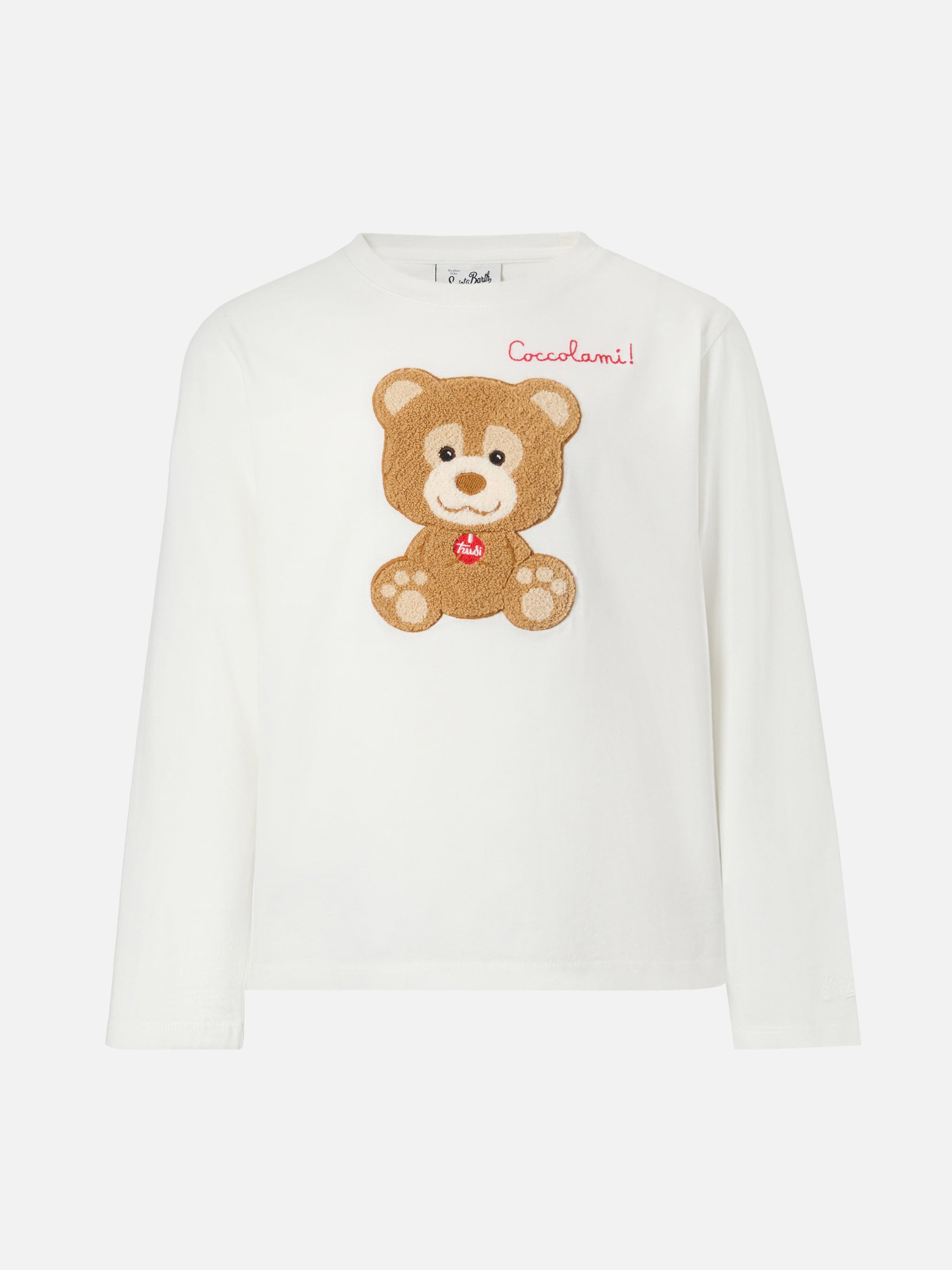 Penny Long-Sleeve Cotton T-Shirt White With Trudi Bear Terry Appliqué | Special Edition