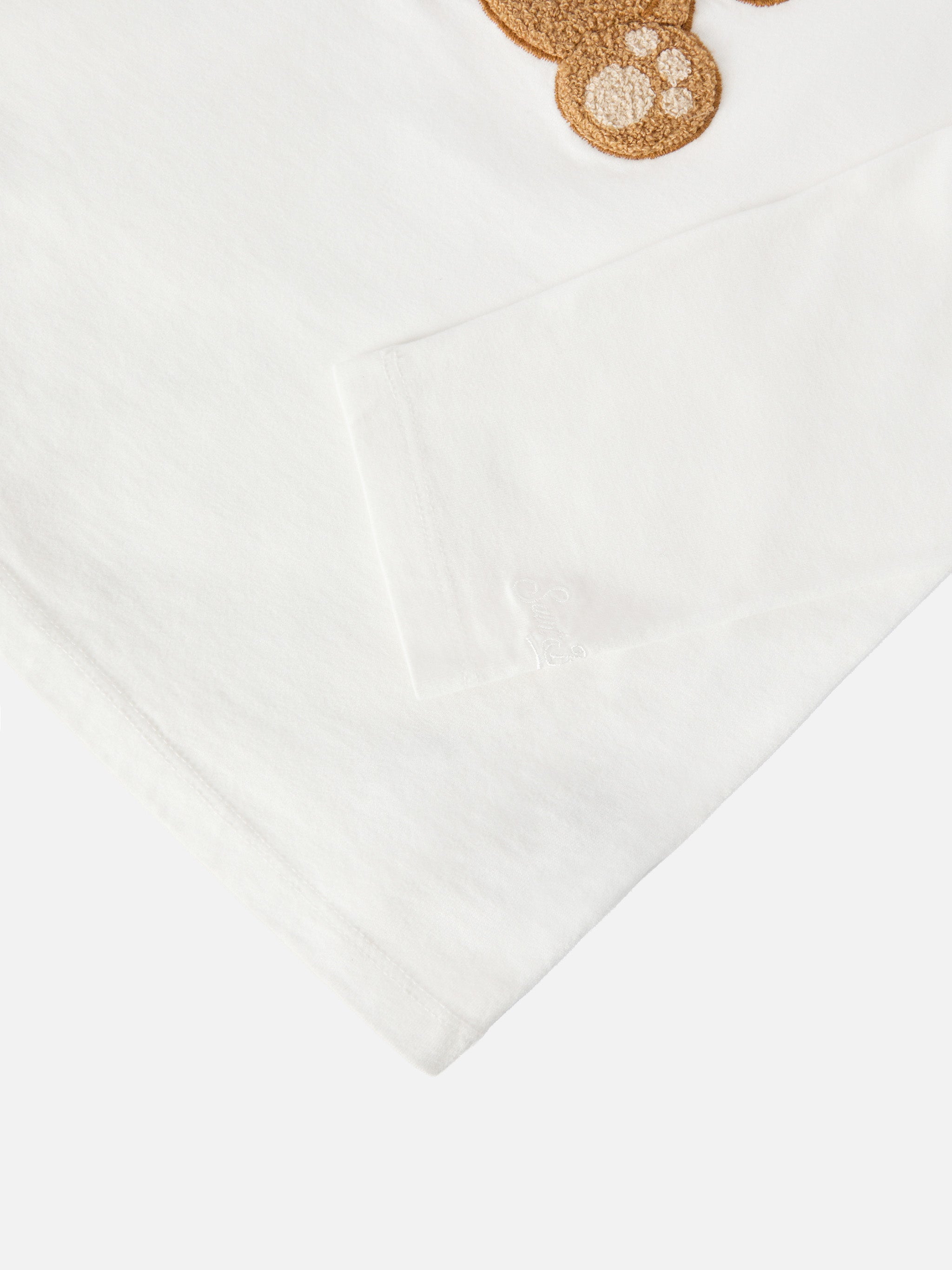 Penny Long-Sleeve Cotton T-Shirt White With Trudi Bear Terry Appliqué | Special Edition