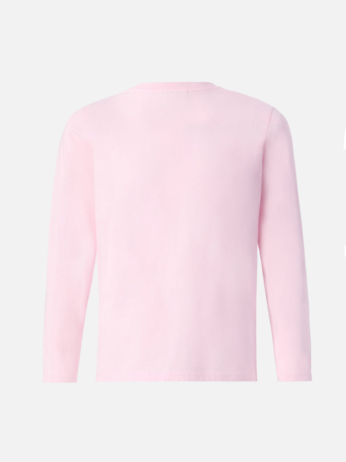 Penny Long-Sleeve Cotton T-Shirt Pink With Bella E Monella Embroidery
