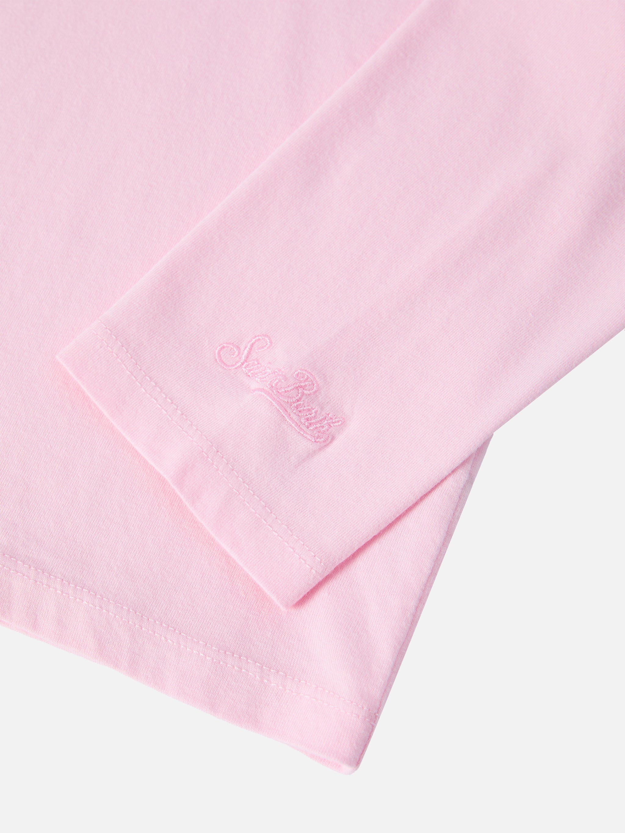 Penny Long-Sleeve Cotton T-Shirt Pink With Bella E Monella Embroidery
