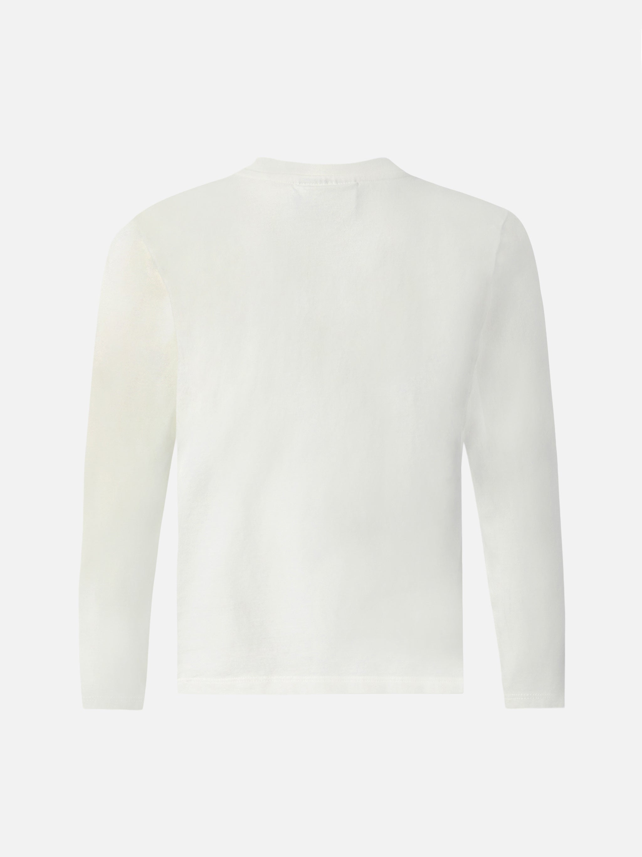 Penny Long-Sleeve Cotton T-Shirt White With Saint Barth Silver Glitter Print
