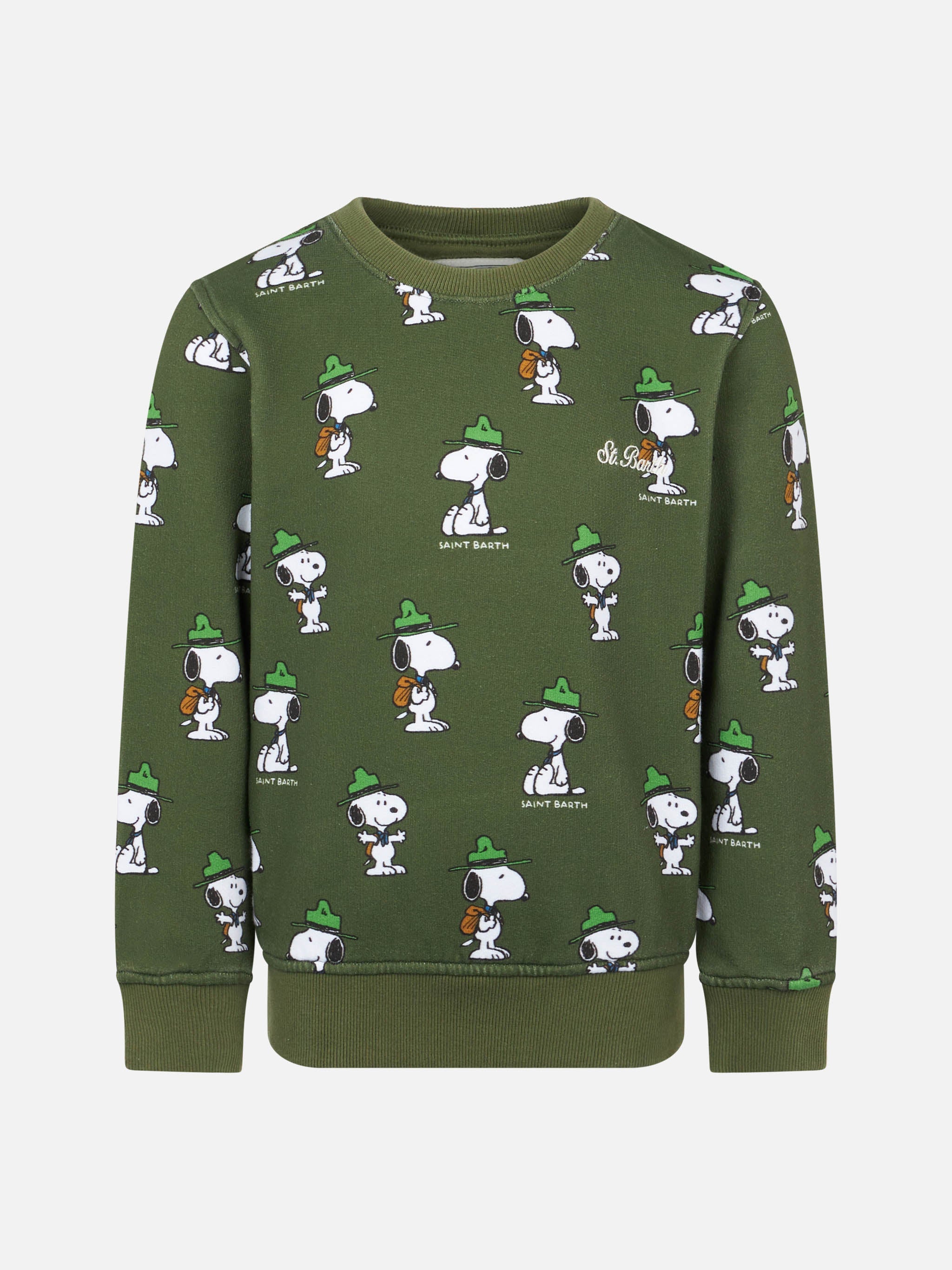 Boy Crewneck Green Sweatshirt With Snoopy Print | Peanuts™ Special Edition