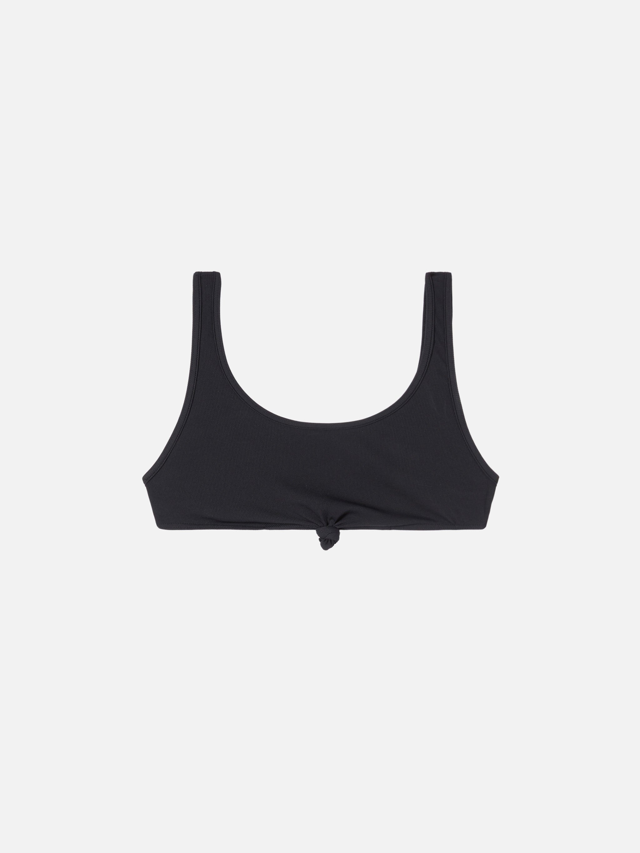 Black Ribbed Bralette Petra With Front Knot Top
