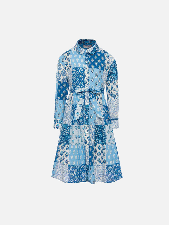Philipa Jr Long Shirt Dress With Flower Patch Print __single__