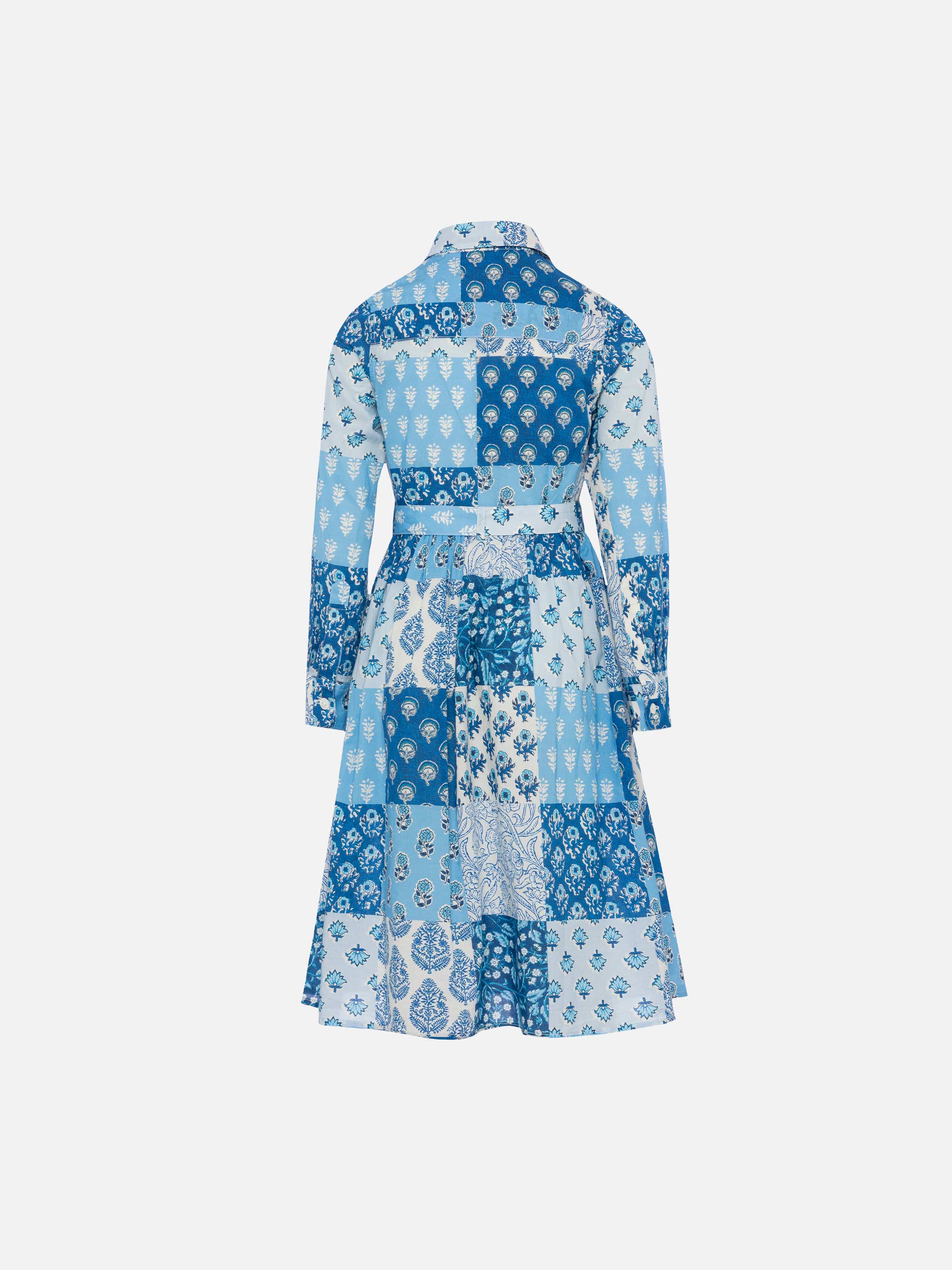 Philipa Jr Long Shirt Dress With Flower Patch Print Blue