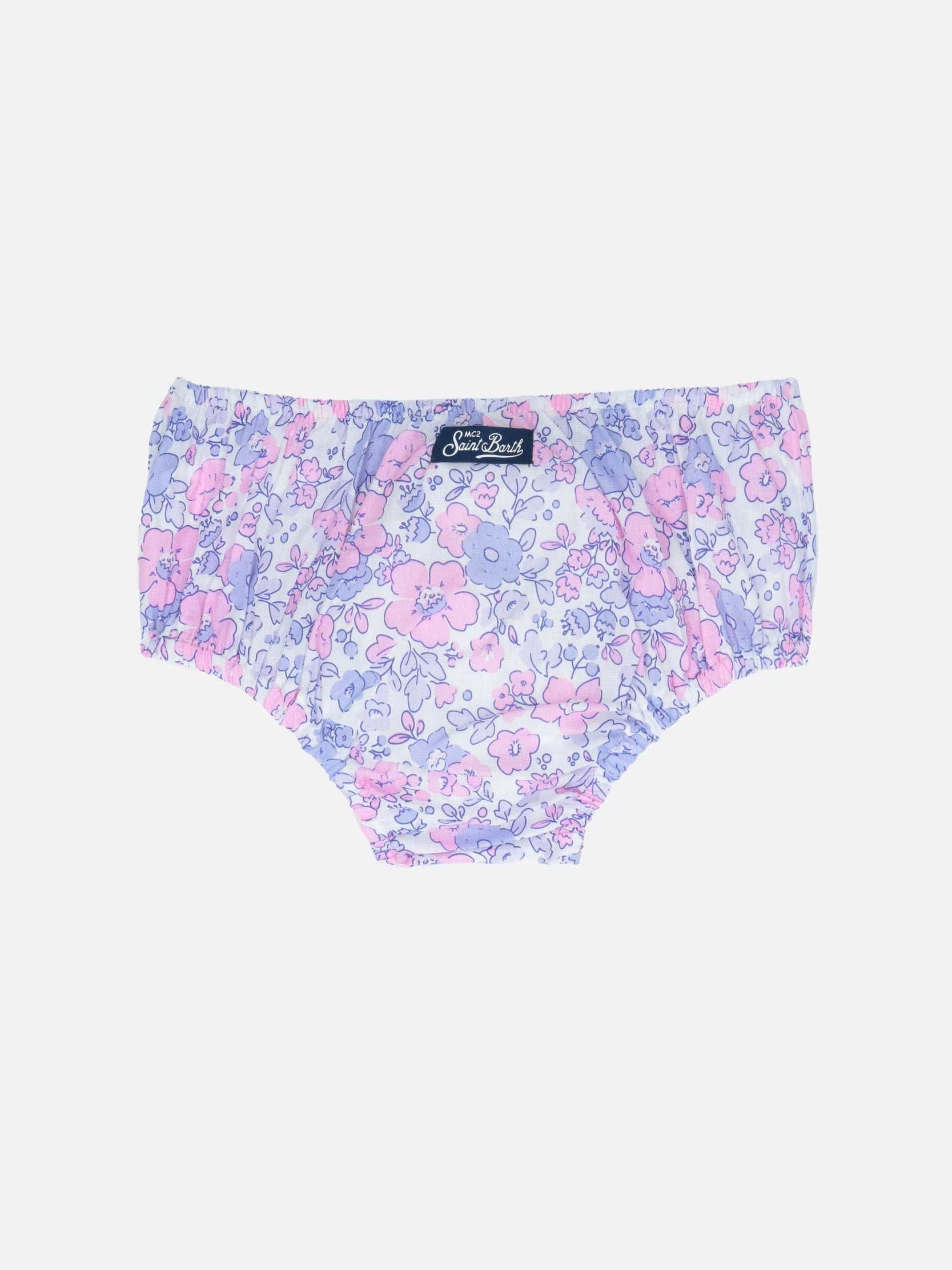 Baby Girl Bloomers Pimmy With Flower Print Pink Bottom_apparel