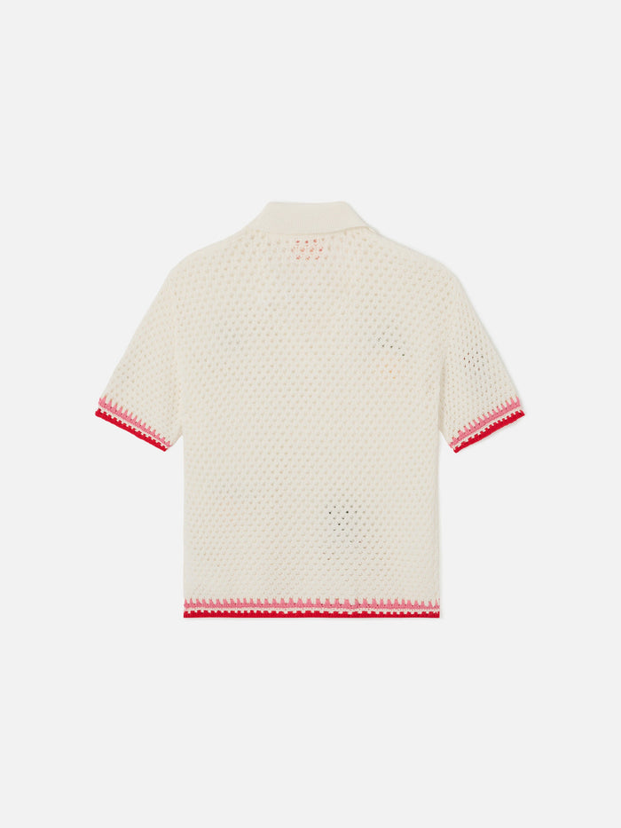 Pixie Jr Polo White Cotton Blend With Embroidered Patches Knitwear