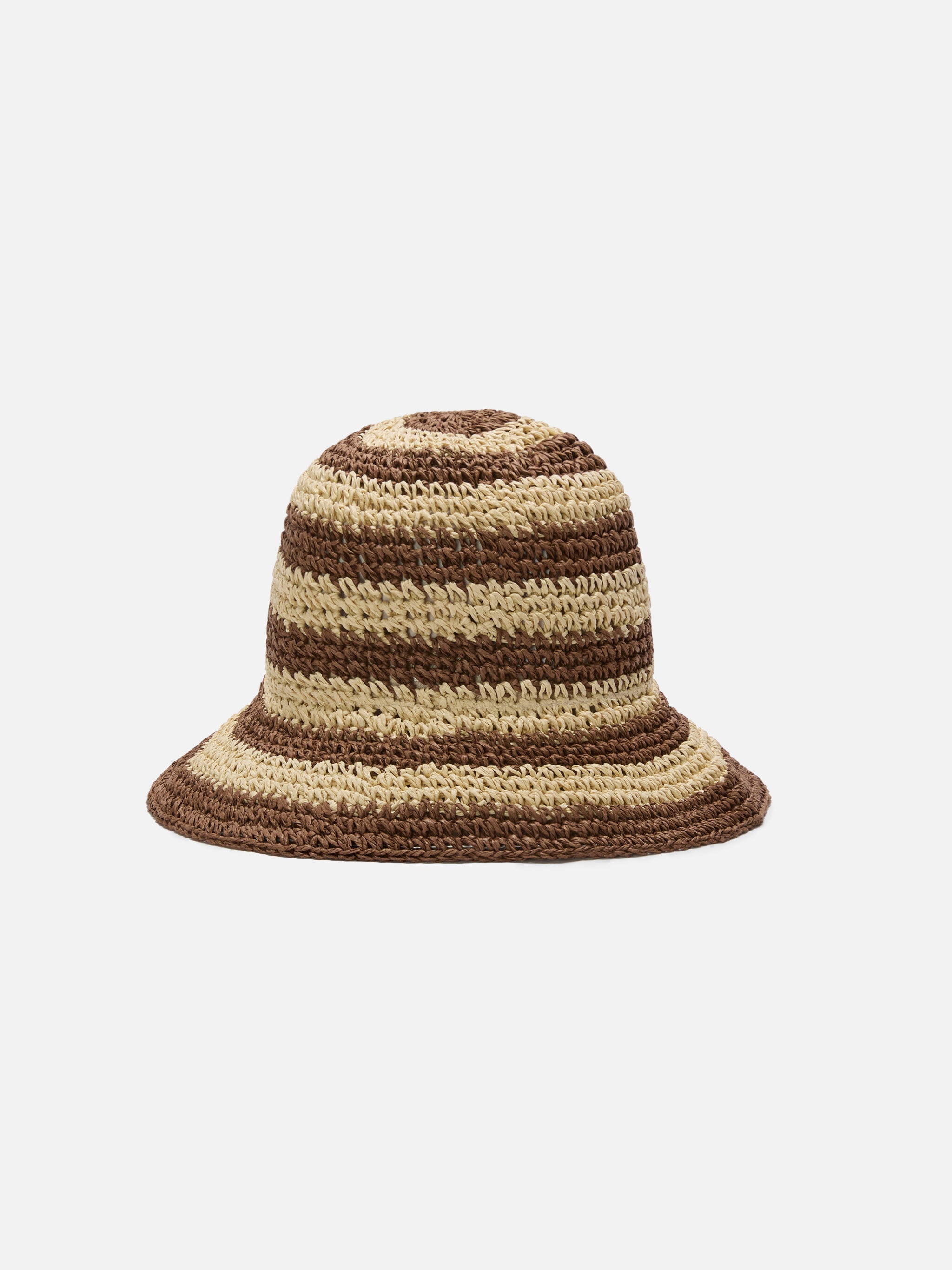 Polly Bucket Hat With Beige And Brown Stripes Embroidered Logo