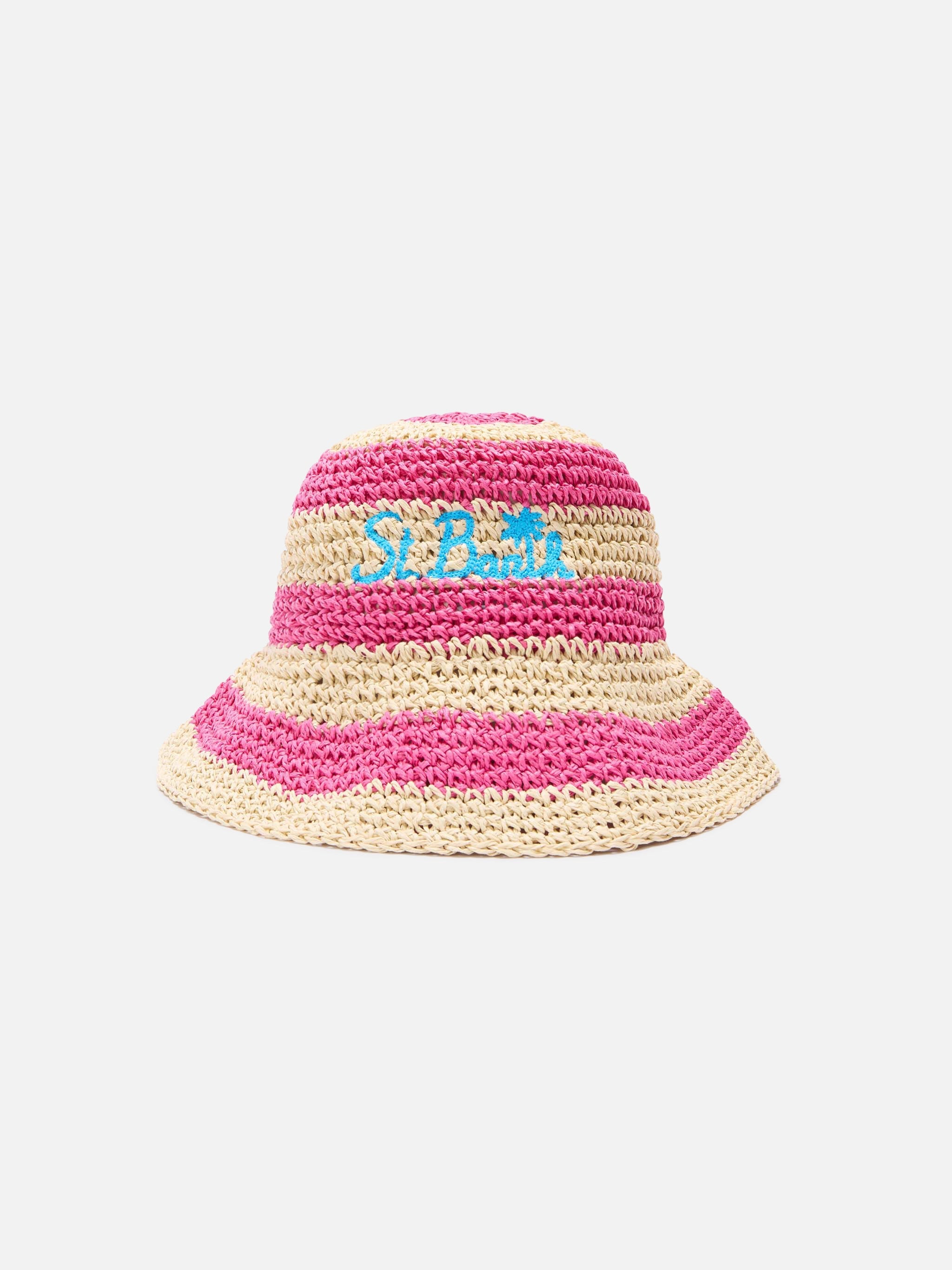 Polly Bucket-Style Straw-Effect Hat Pink