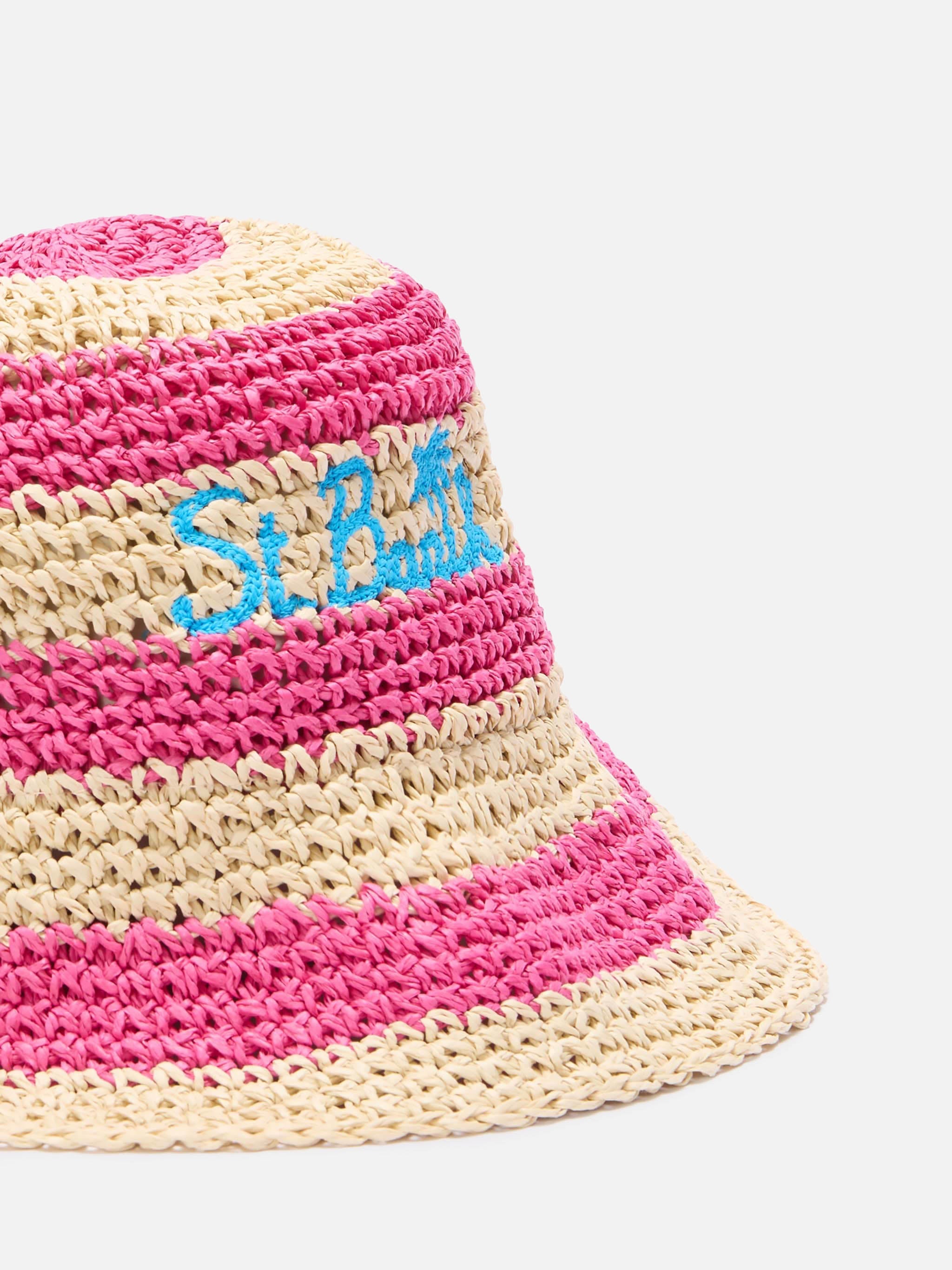 Polly Bucket-Style Straw-Effect Hat Pink
