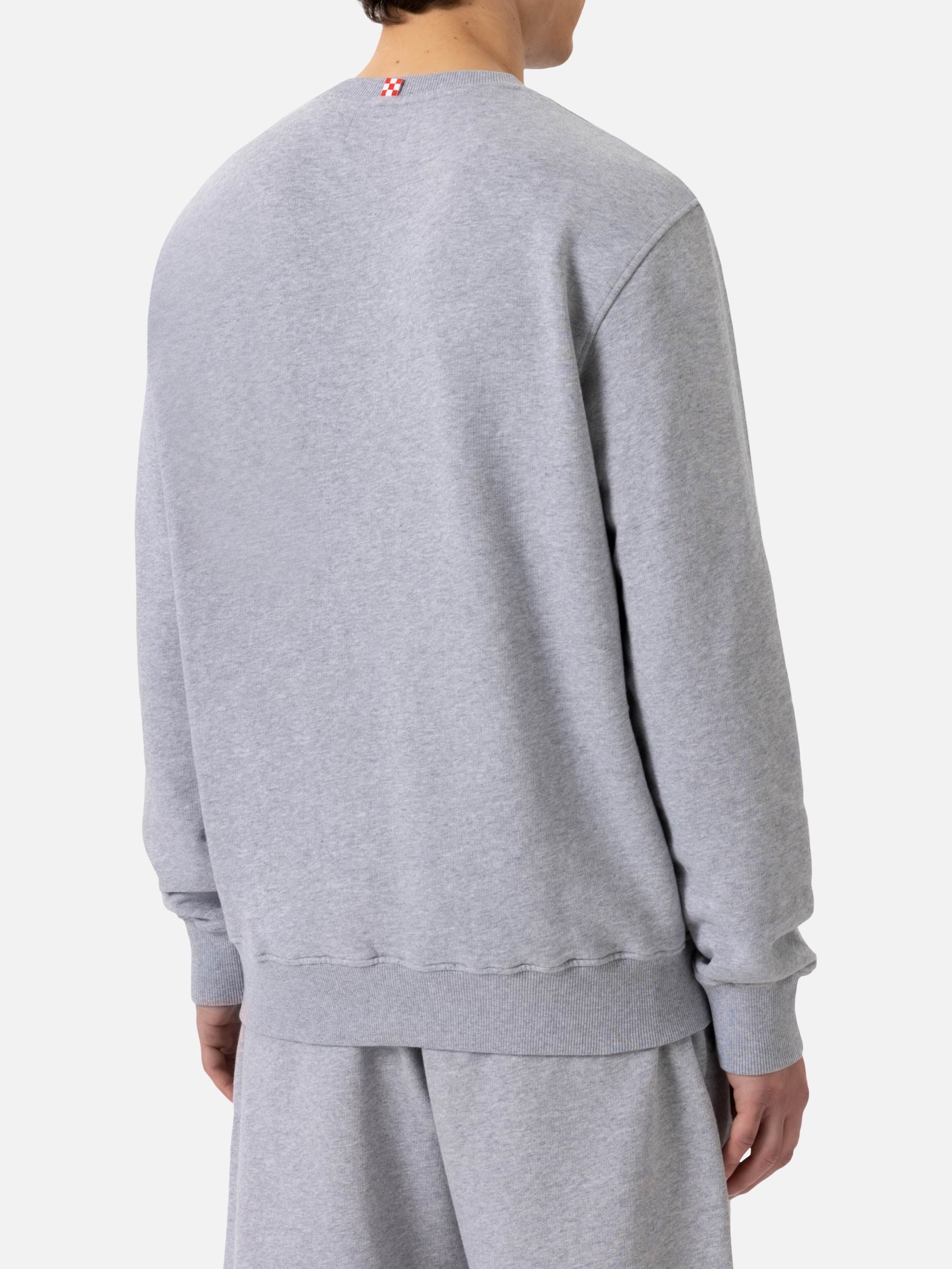 Ponza Crewneck Cotton Sweatshirt With St. Barth Sport Club Print Light Grey Melange