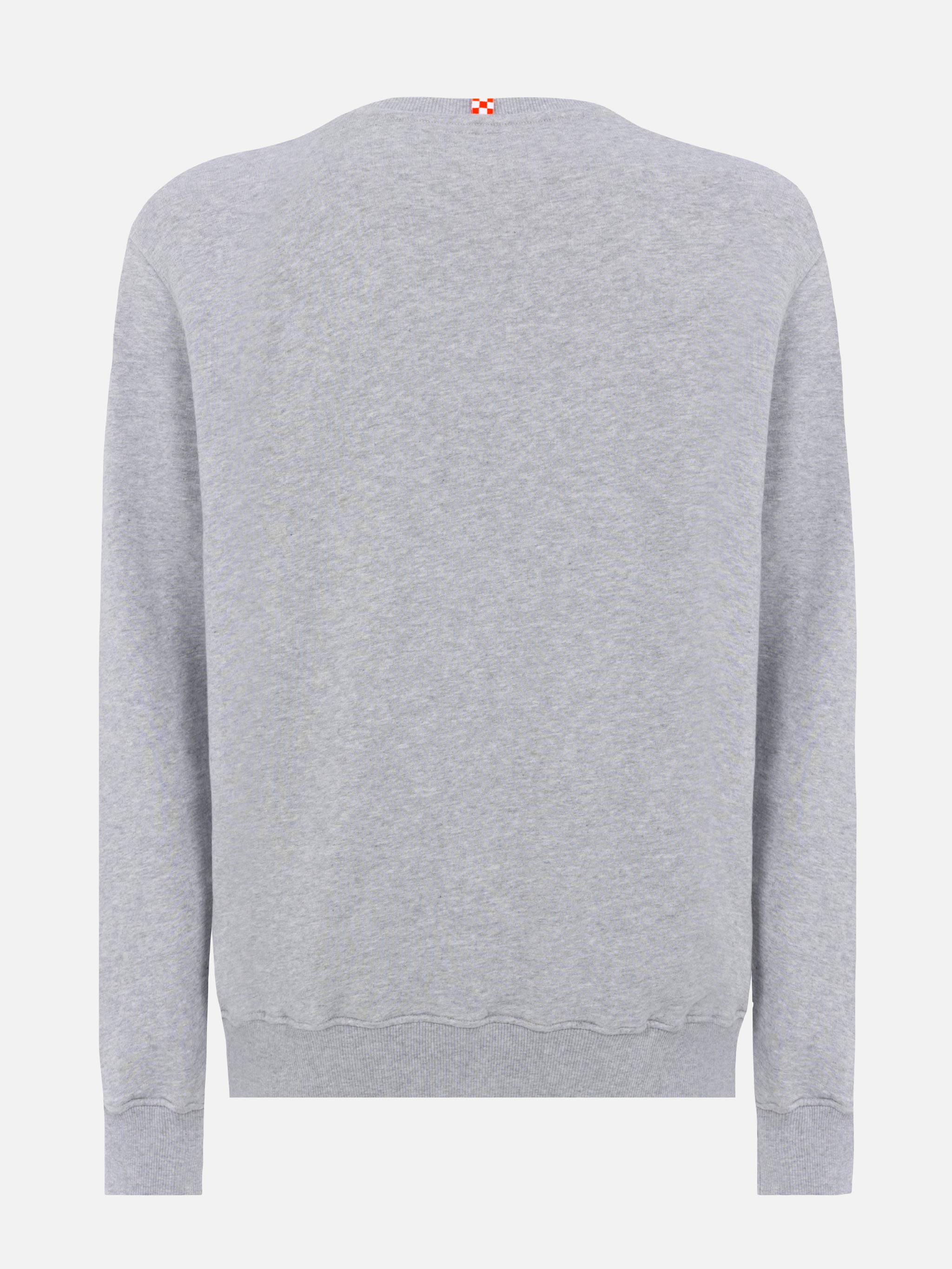 Ponza Crewneck Cotton Sweatshirt With St. Barth Sport Club Print Light Grey Melange