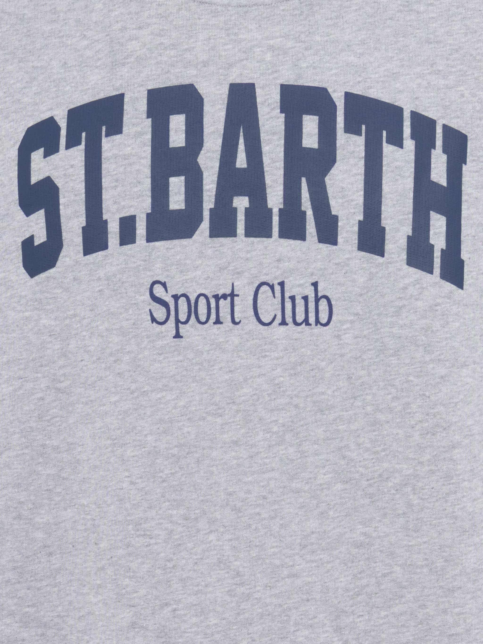 Ponza Crewneck Cotton Sweatshirt With St. Barth Sport Club Print Light Grey Melange