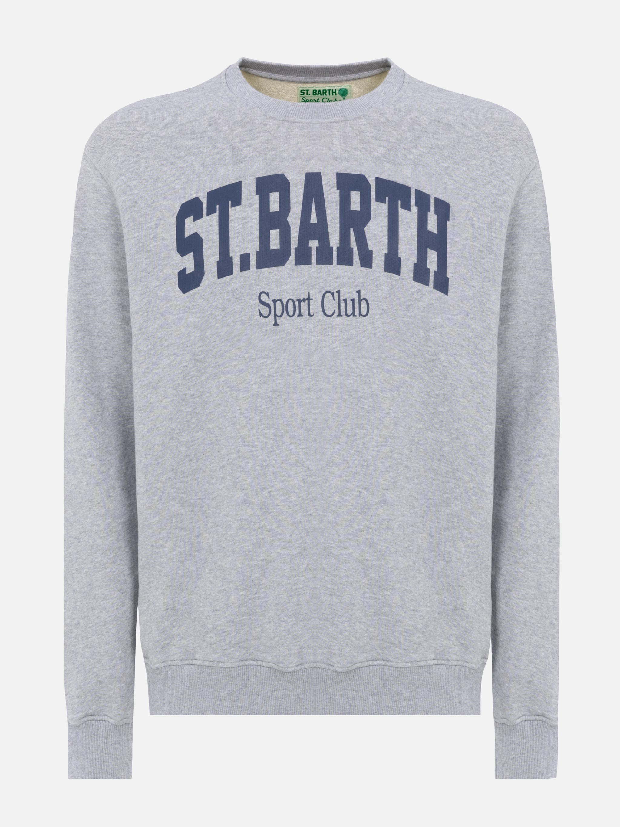 Ponza Crewneck Cotton Sweatshirt With St. Barth Sport Club Print Light Grey Melange