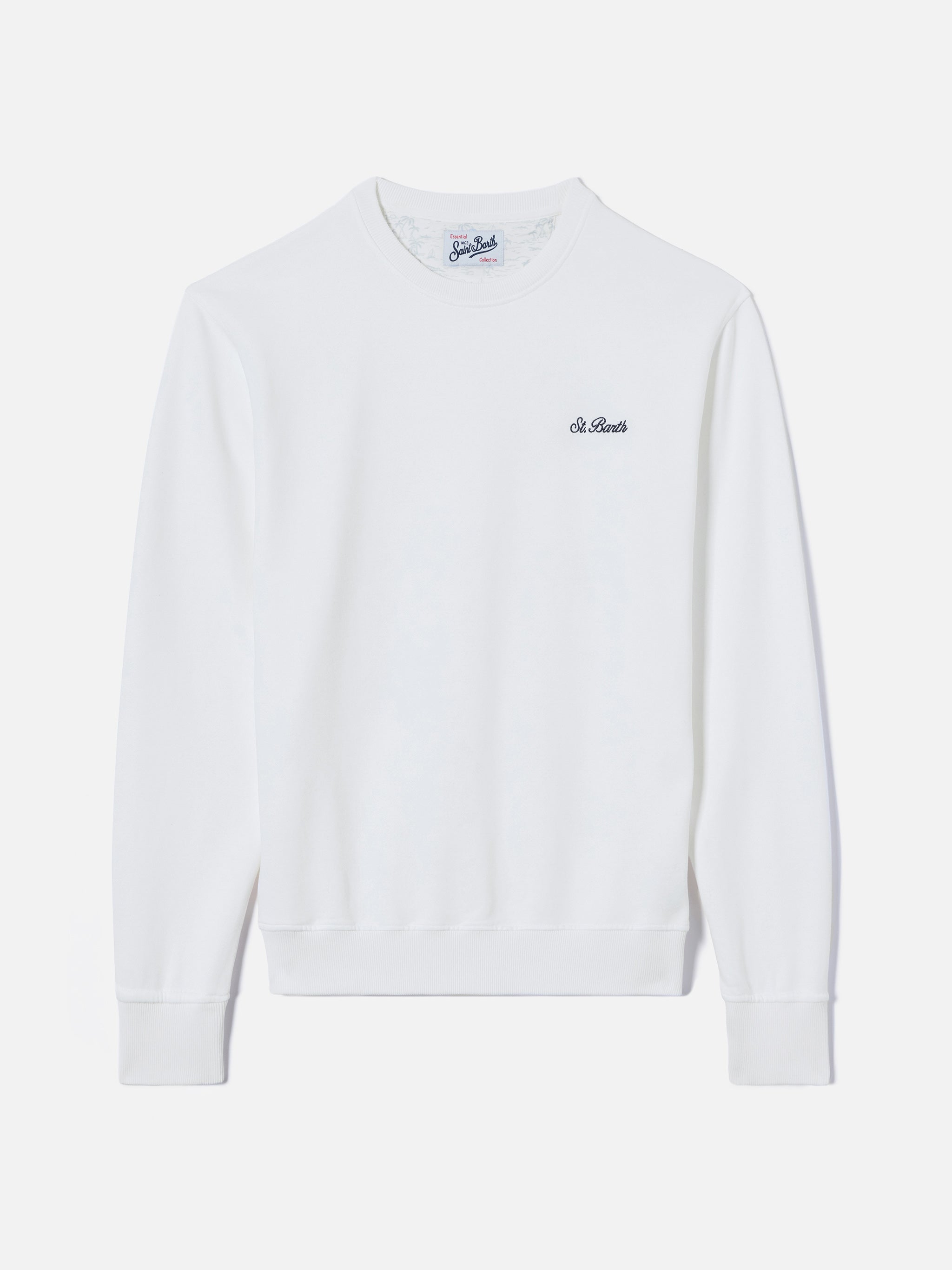 White Ponza Sweatshirt With Contrasting St. Barth Embroidery