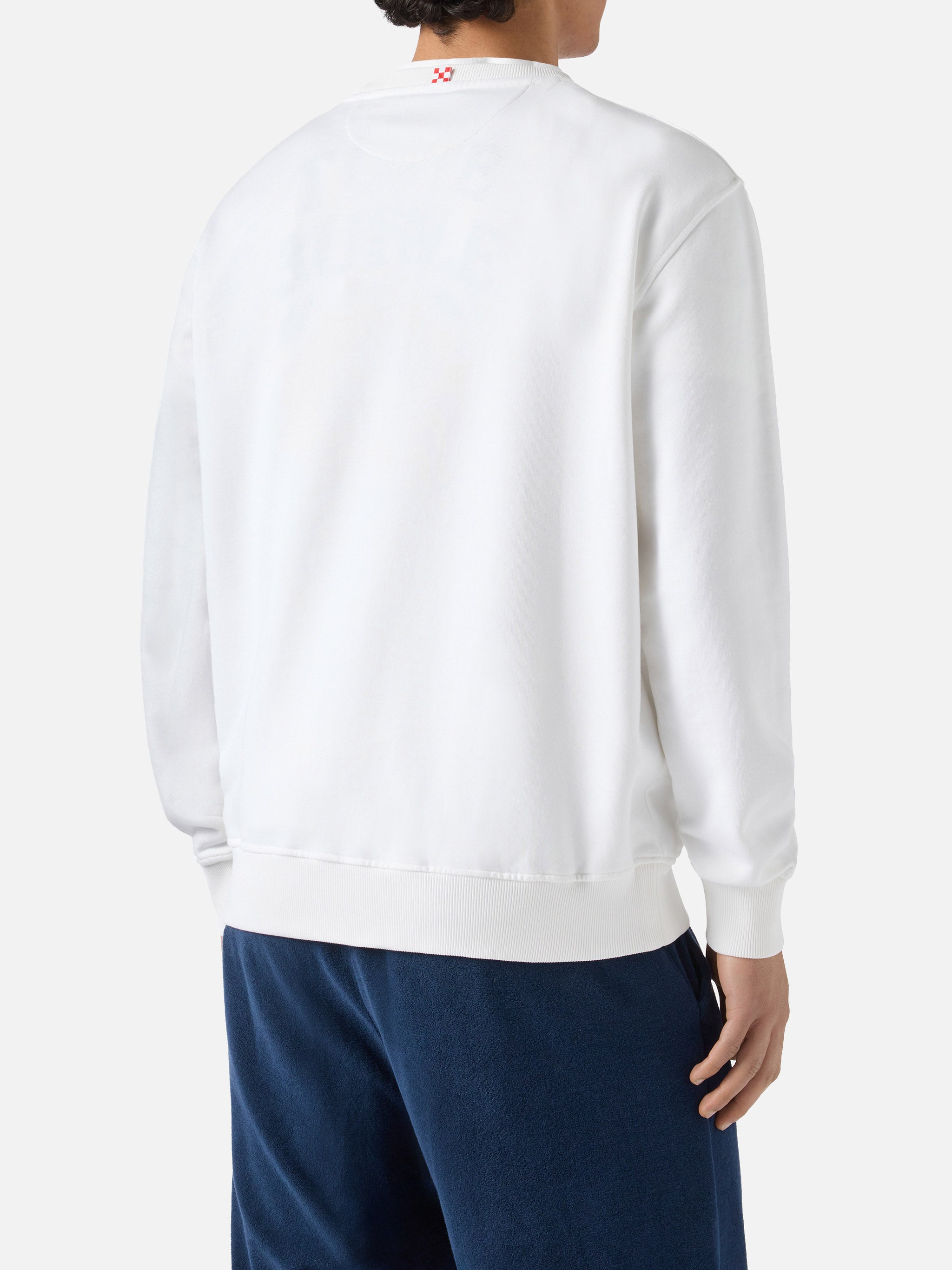 White Ponza Sweatshirt With Contrasting St. Barth Embroidery