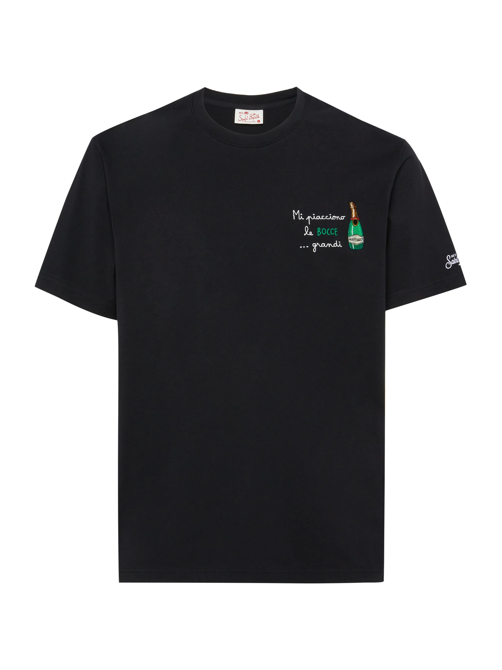Classic Fit Cotton Jersey T-Shirt Portofino With Mi Piacciono Le… Embroidery Black