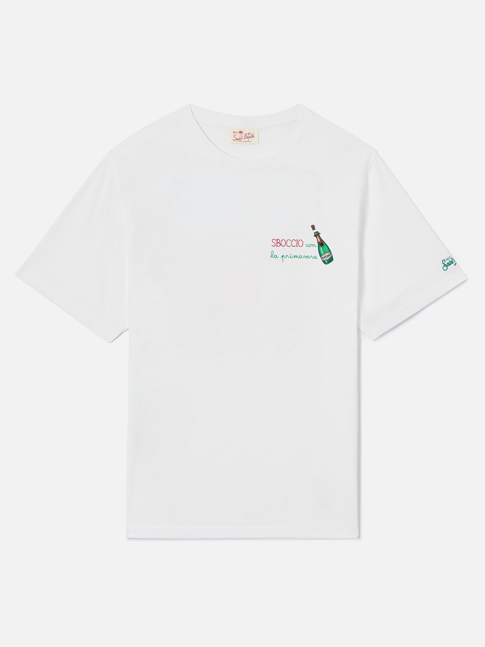 White Portofino T-Shirt With Sboccio Con La Primavera Embroidery