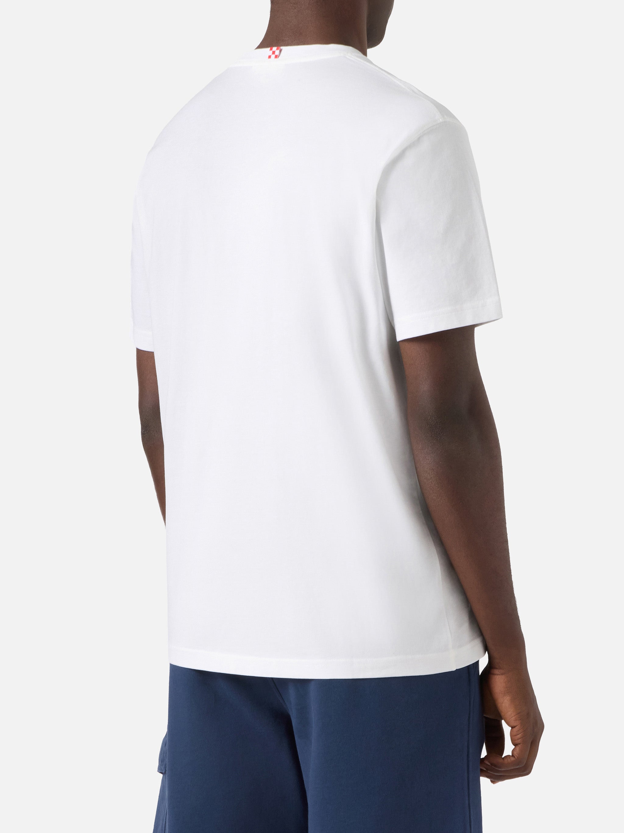 White Portofino T-Shirt With I Work For The Big 4 Embroidery