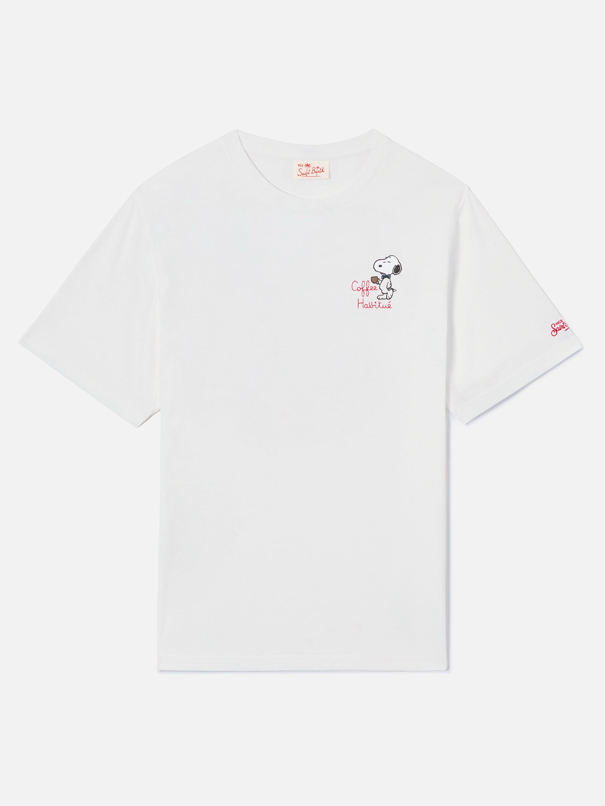 White Portofino T-Shirt With Coffee Habitué Embroidery | Special Edition