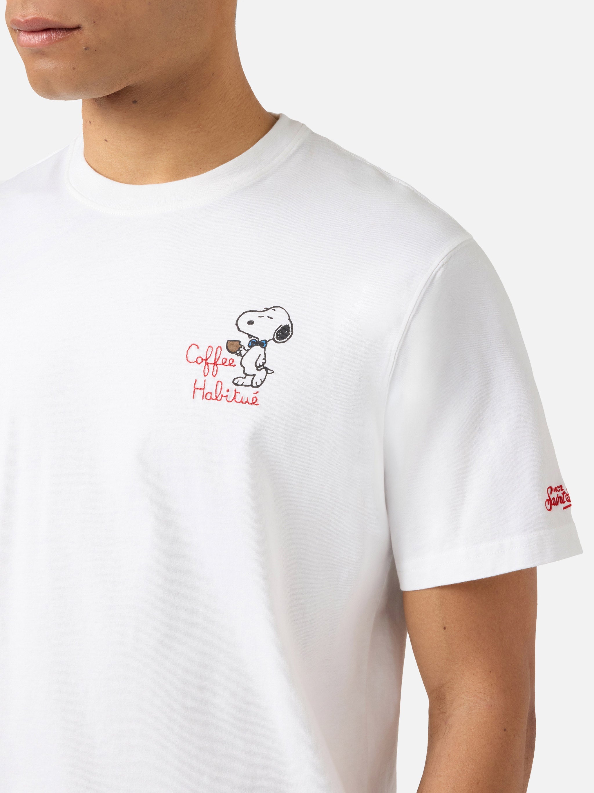 White Portofino T-Shirt With Coffee Habitué Embroidery | Special Edition