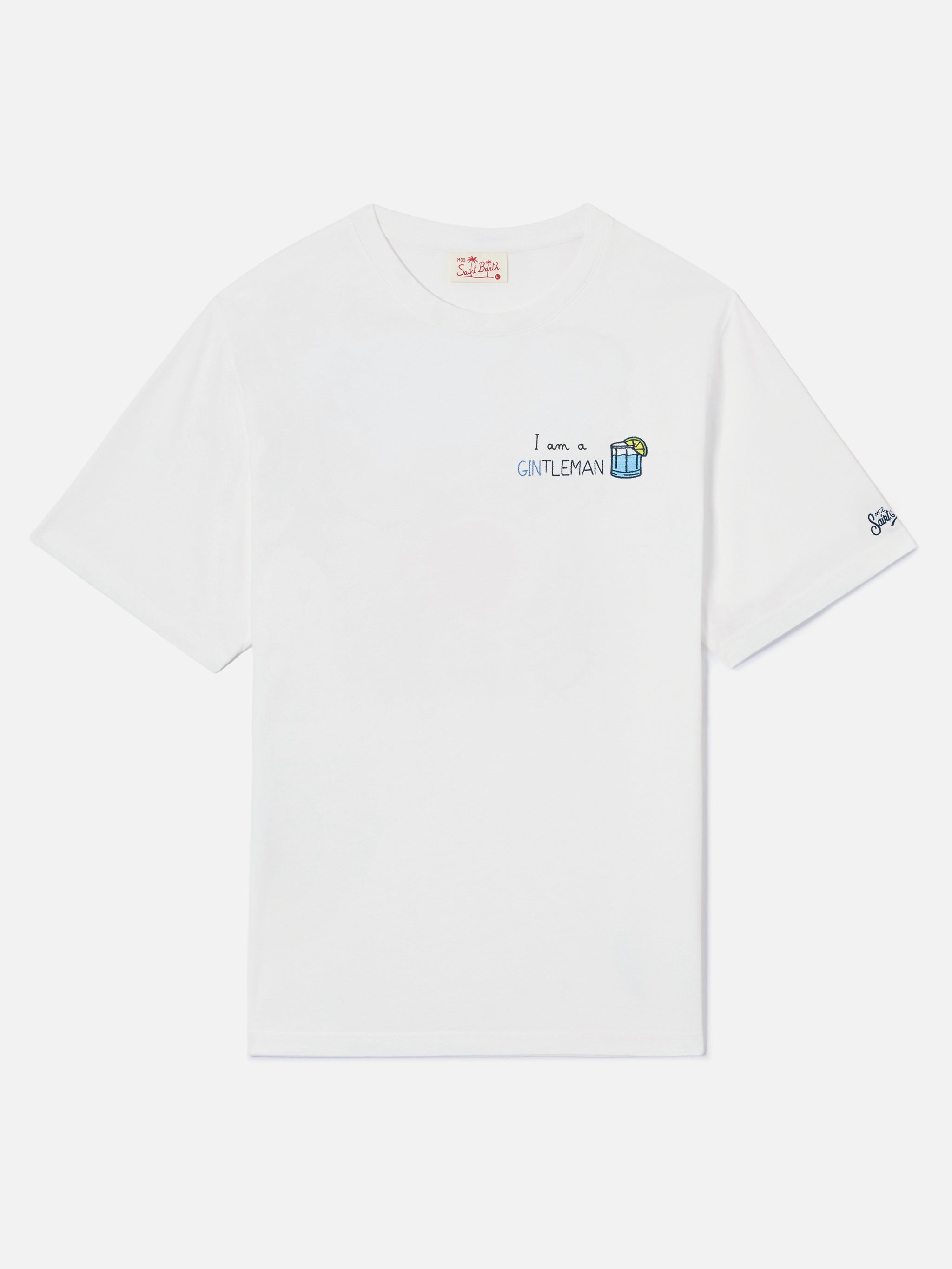 Portofino T-Shirt With I Am A Gintleman Embroidery White