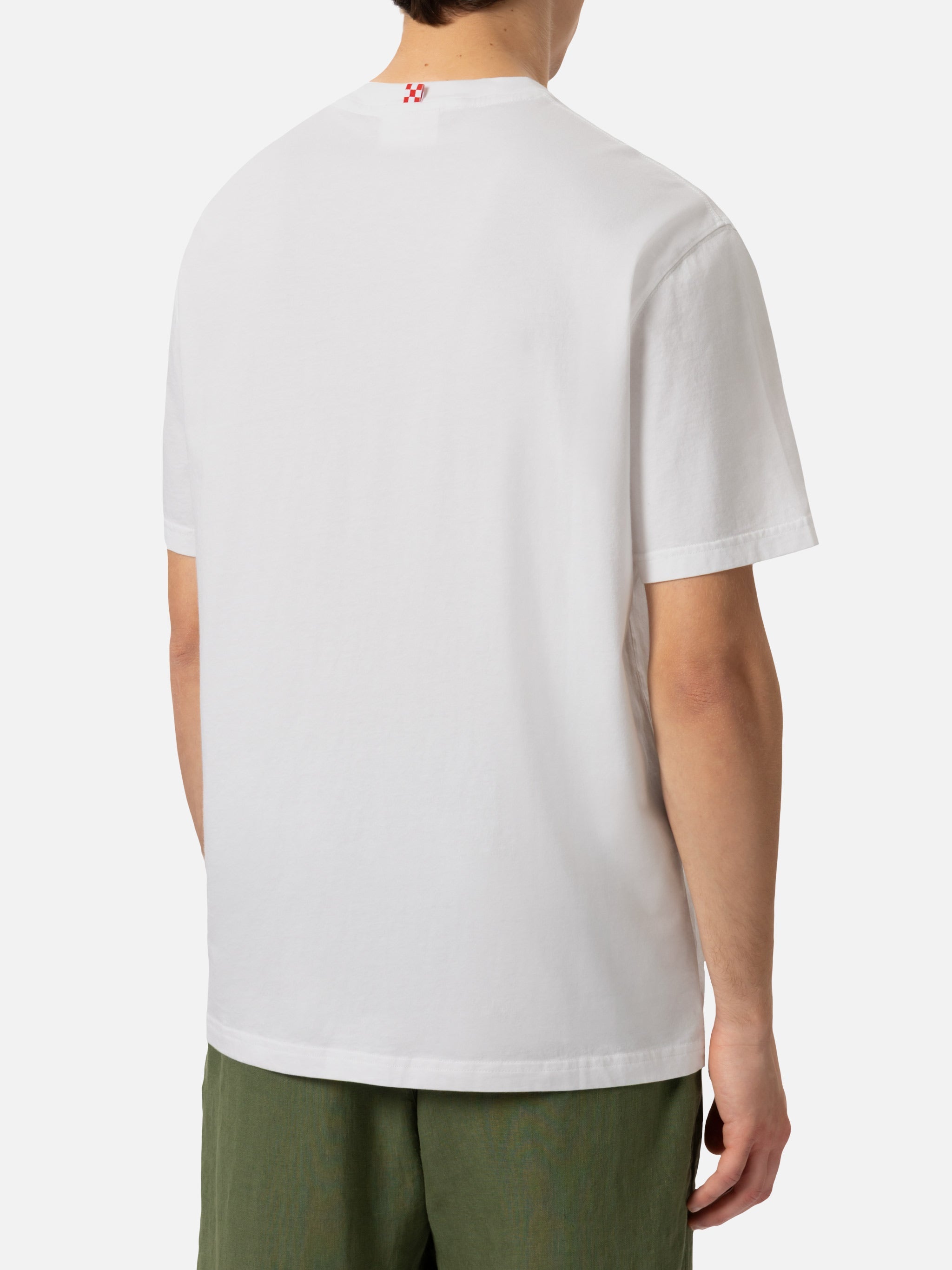 Classic Fit Cotton Jersey T-Shirt Portofino With Saint Barth Beach Club Embroidery White