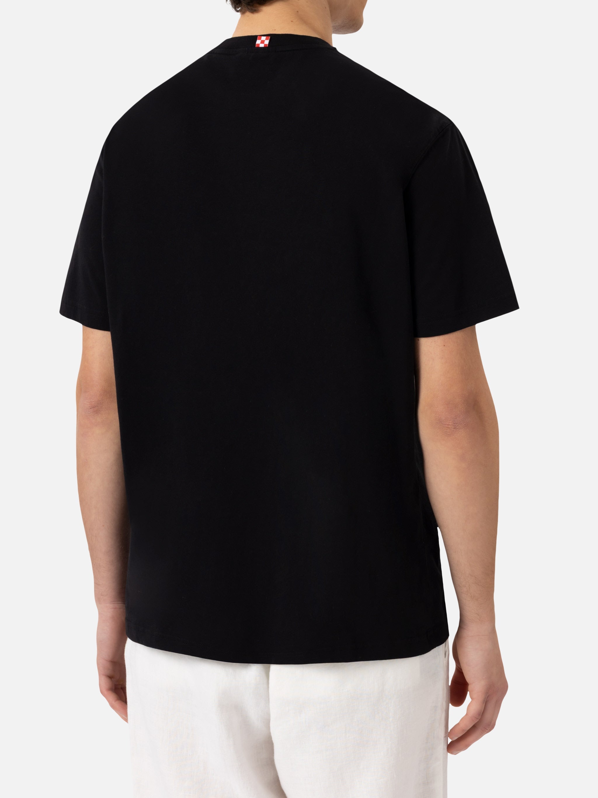 Classic Fit Cotton Jersey T-Shirt Portofino With Gin Or Gym Embroidery Black