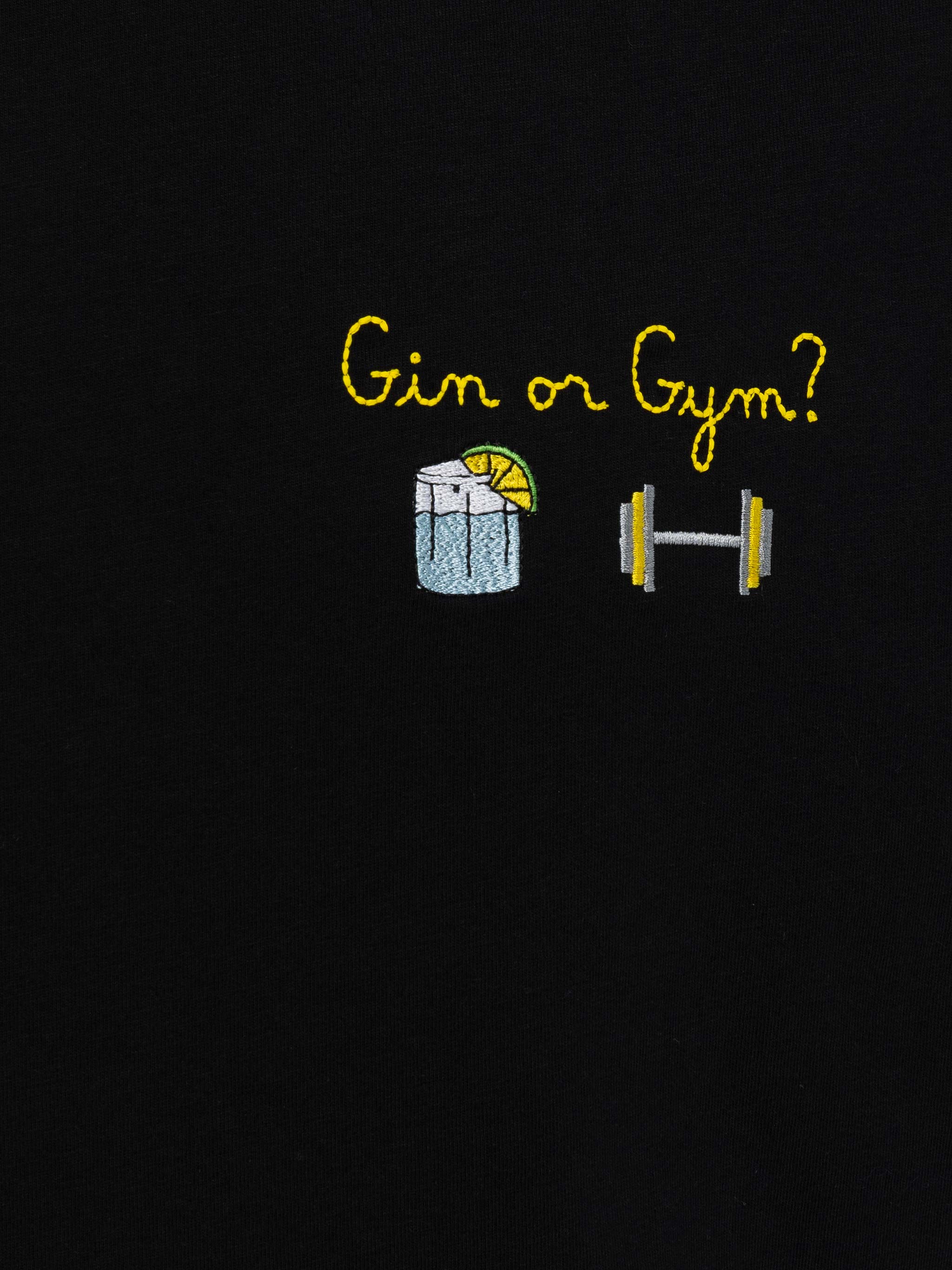 Classic Fit Cotton Jersey T-Shirt Portofino With Gin Or Gym Embroidery Black