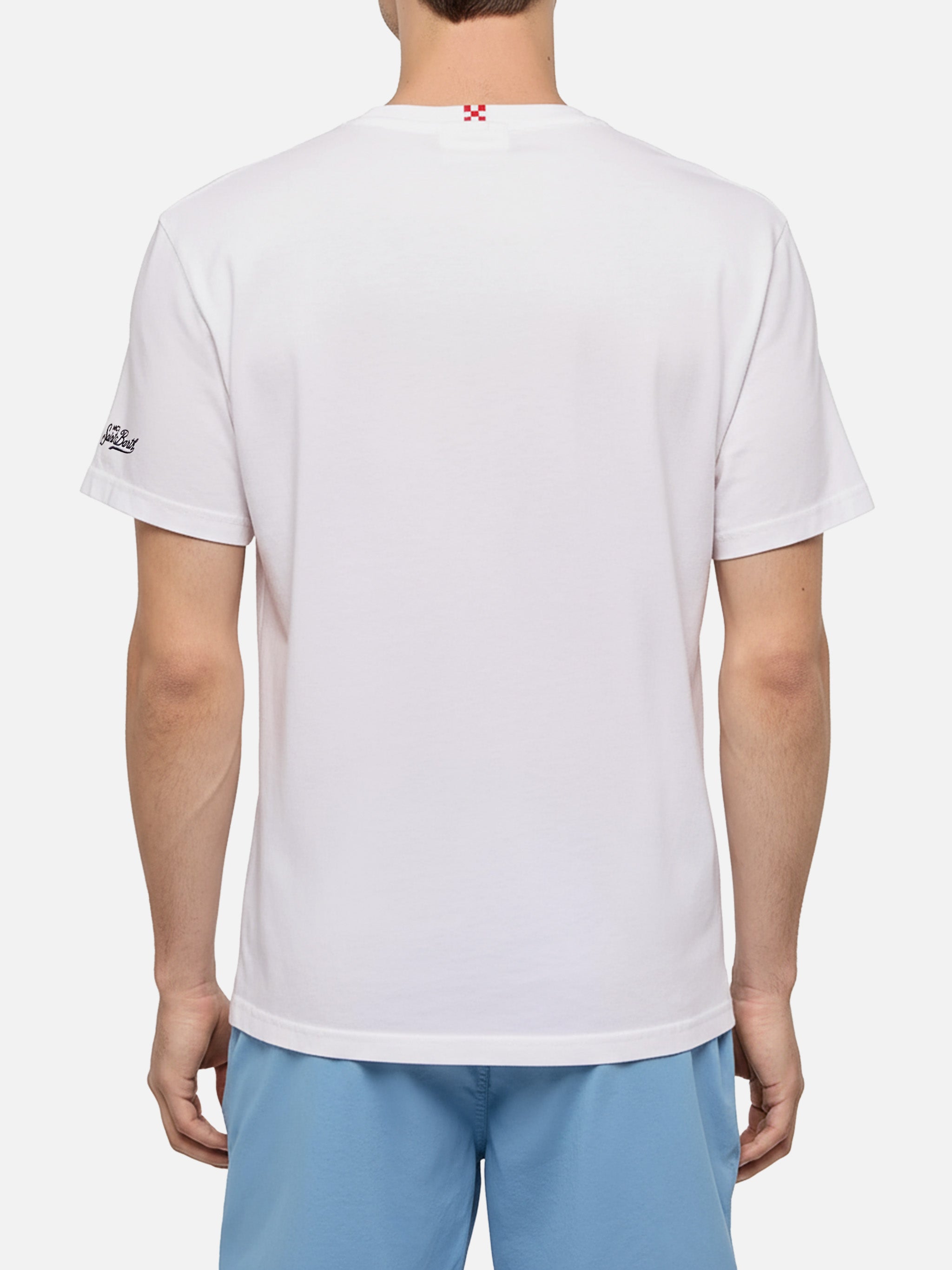 Classic Fit Cotton Jersey T-Shirt Portofino With Core De Sta Città Embroidery | As Roma Special Edition White