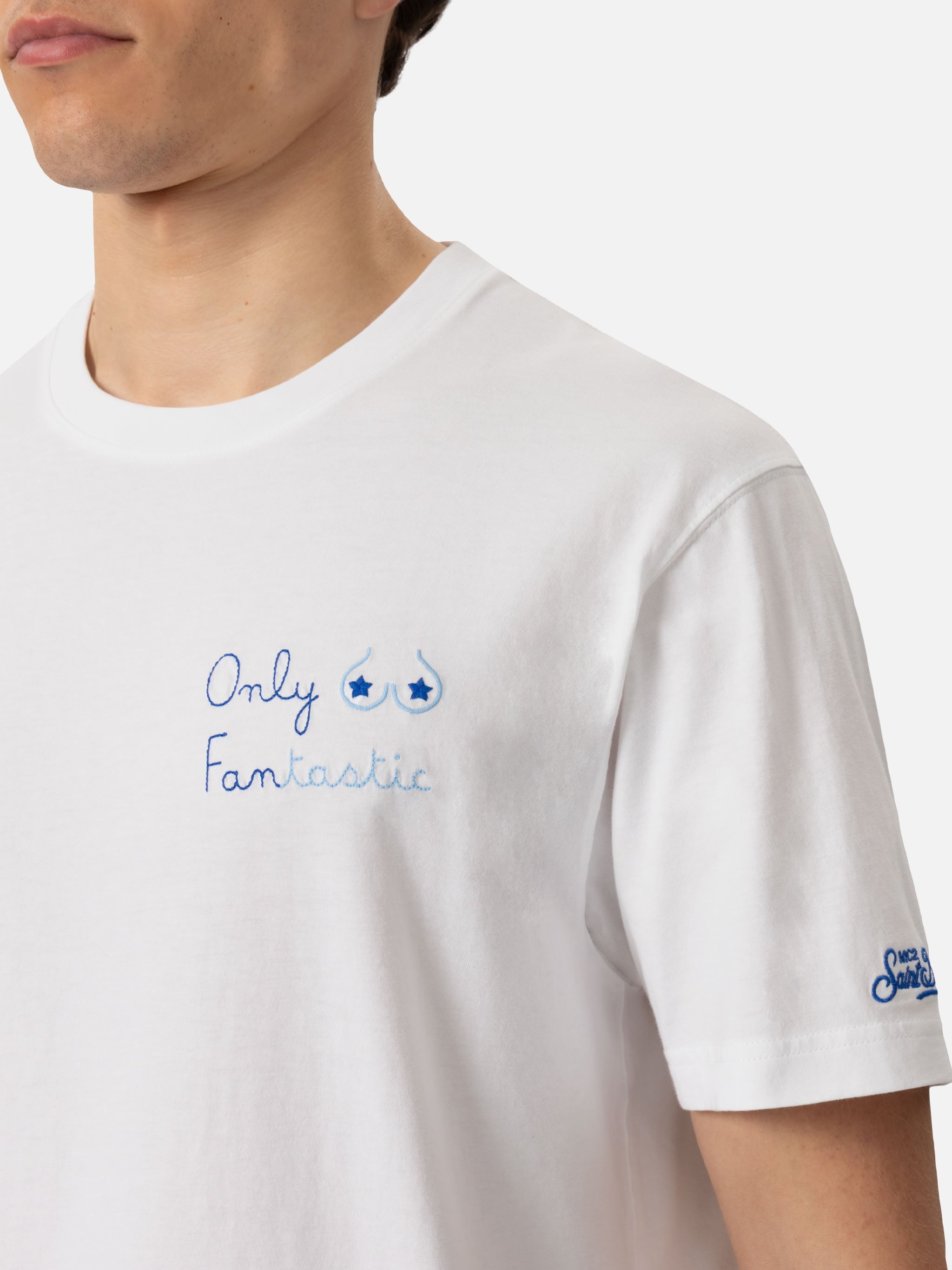 Classic Fit Cotton Jersey T-Shirt Portofino With Only Fantastic Embroidery White