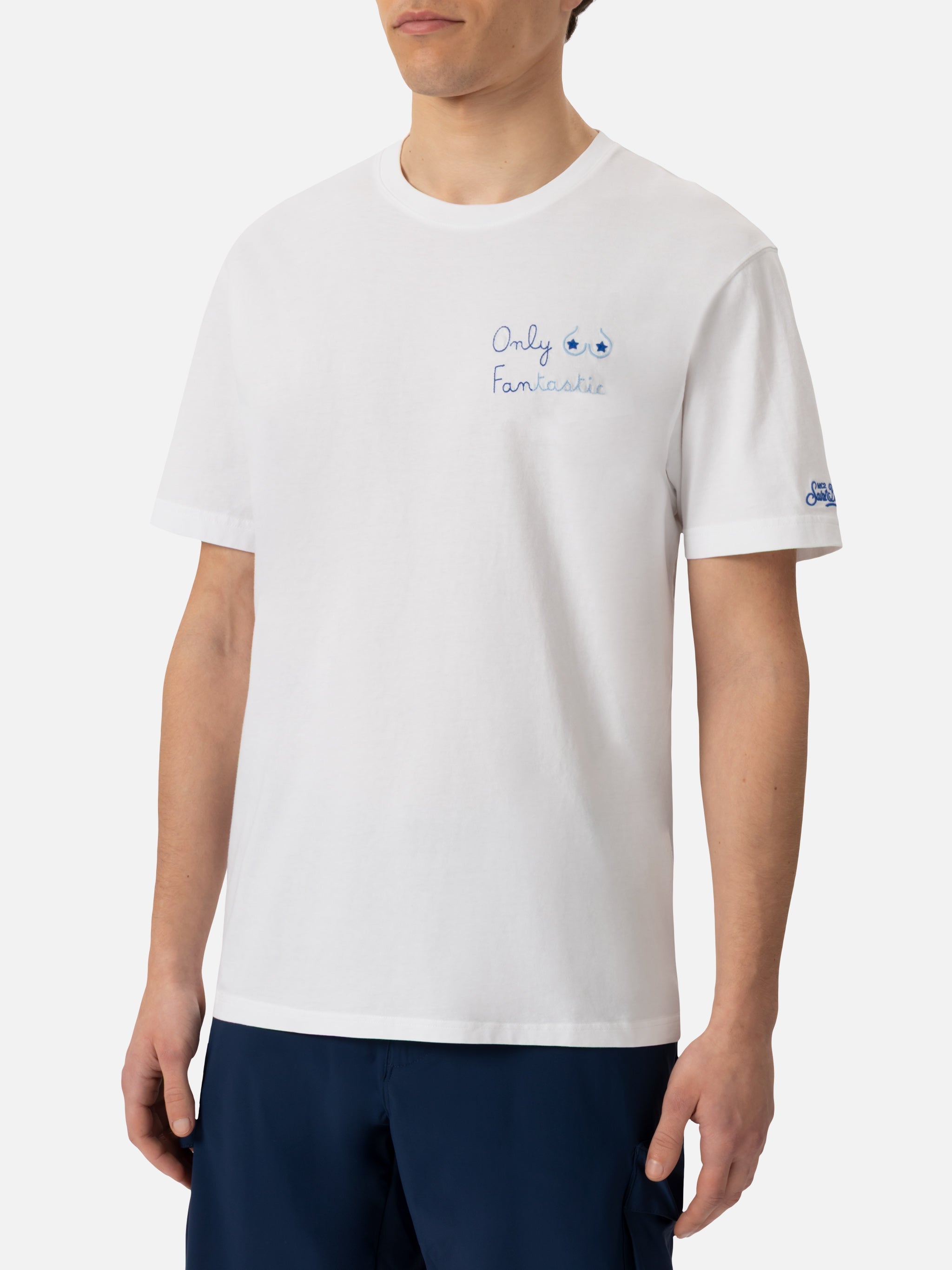 Classic Fit Cotton Jersey T-Shirt Portofino With Only Fantastic Embroidery White