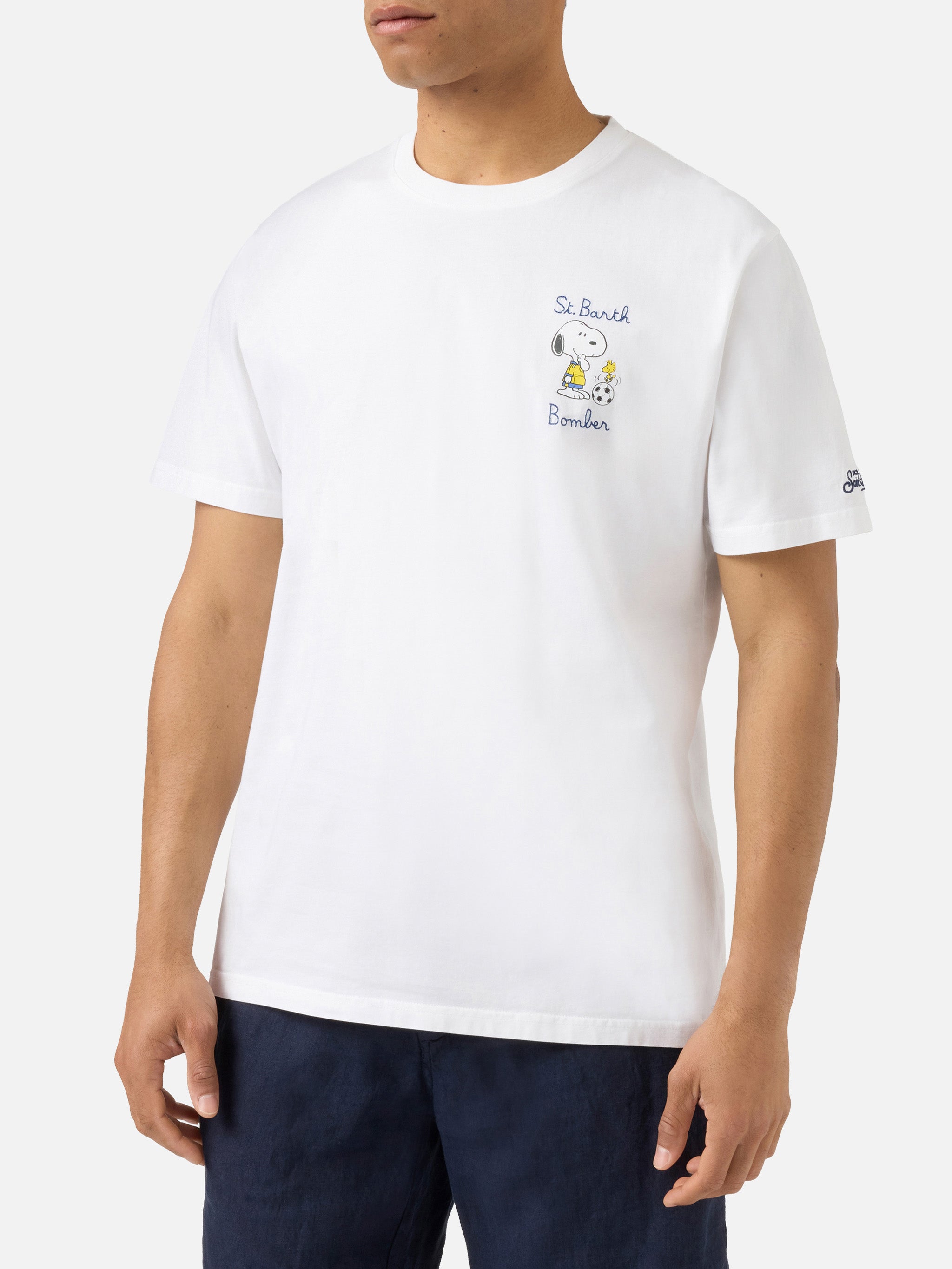 White Portofino T-Shirt With St. Barth Bomber Embroidery | Special Edition