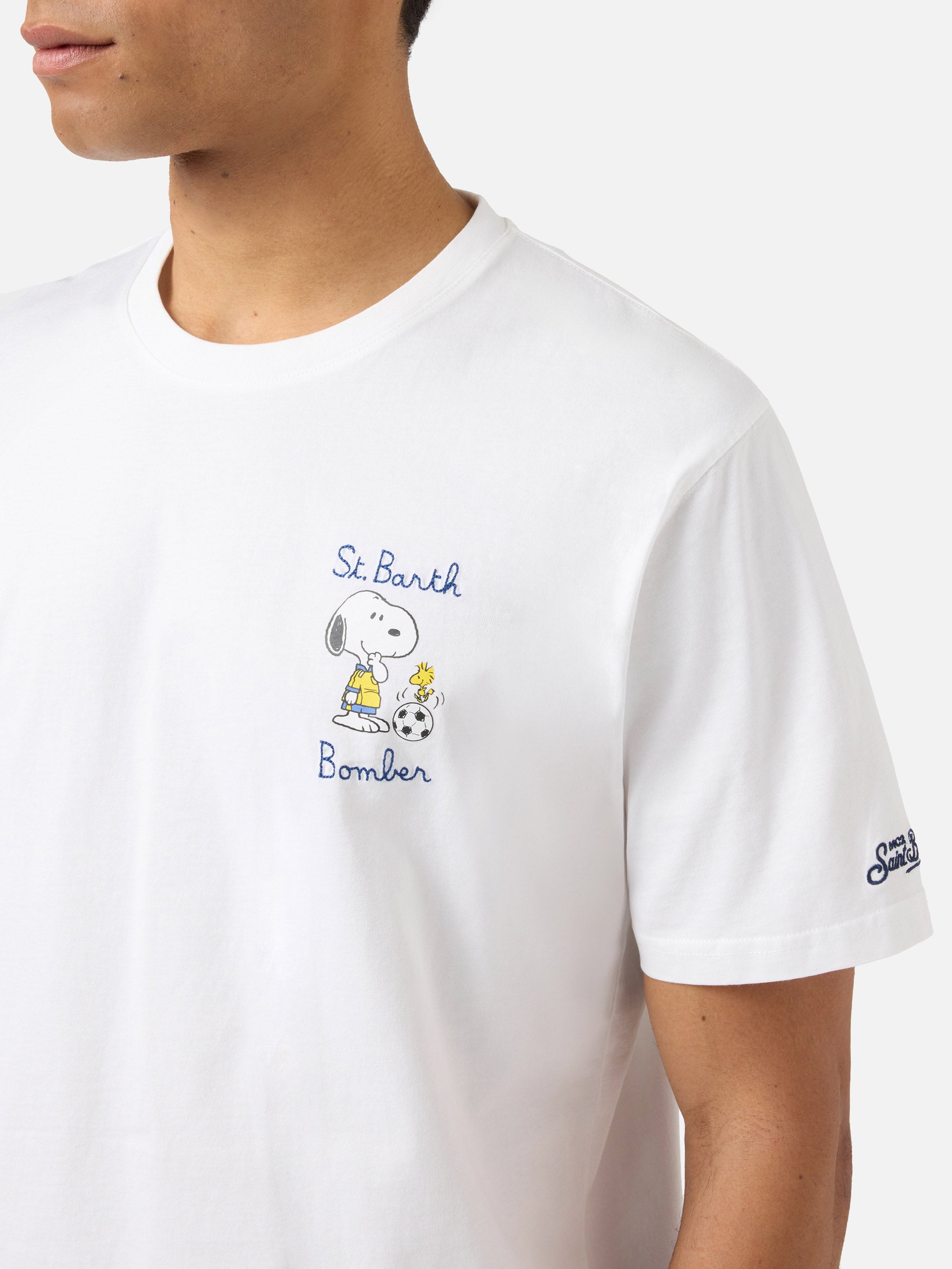 White Portofino T-Shirt With St. Barth Bomber Embroidery | Special Edition
