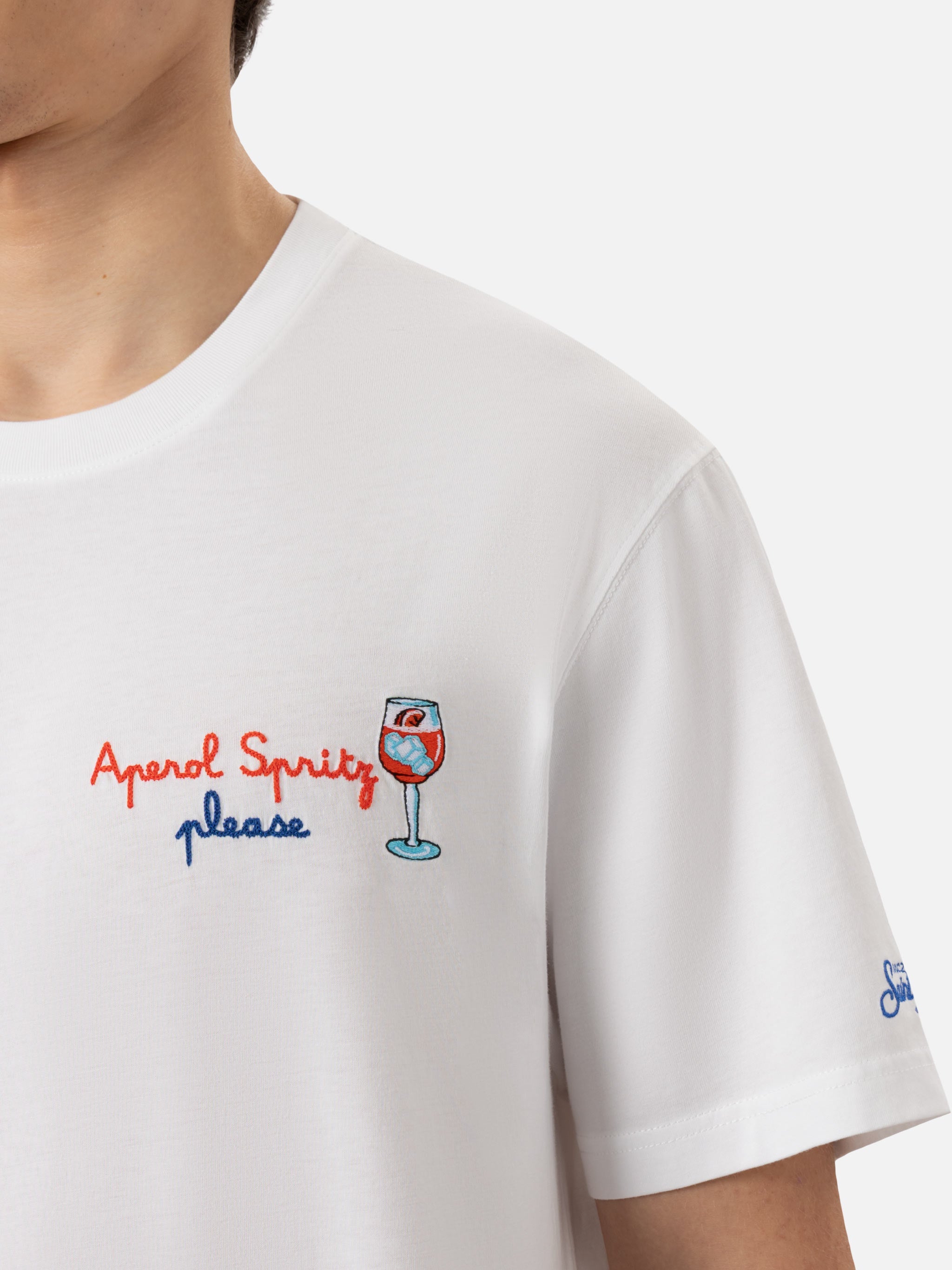 Classic Fit Cotton Jersey T-Shirt Portofino With Aperol Spritz, Please Embroidery | Special Edition White