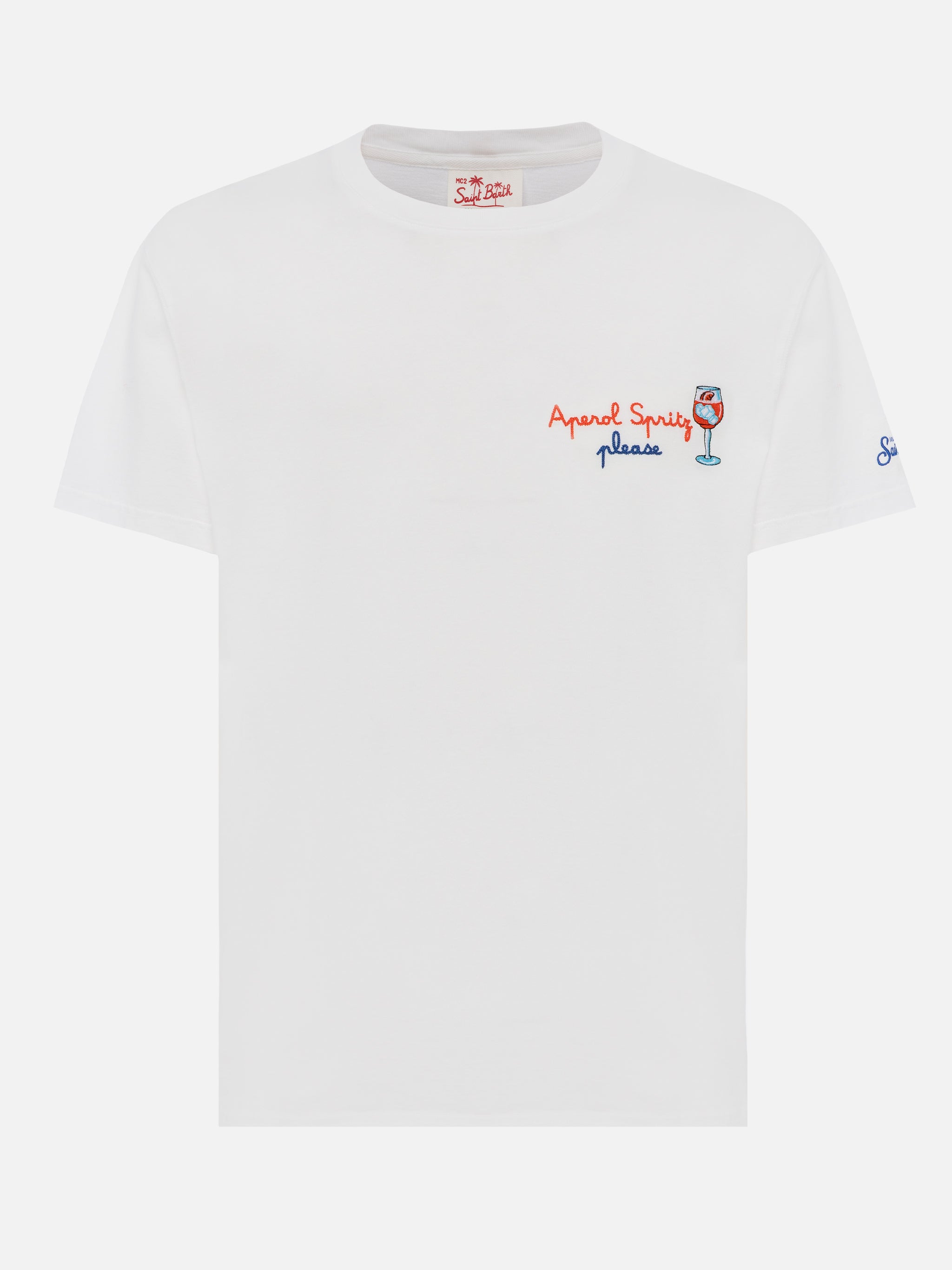 Classic Fit Cotton Jersey T-Shirt Portofino With Aperol Spritz, Please Embroidery | Special Edition White