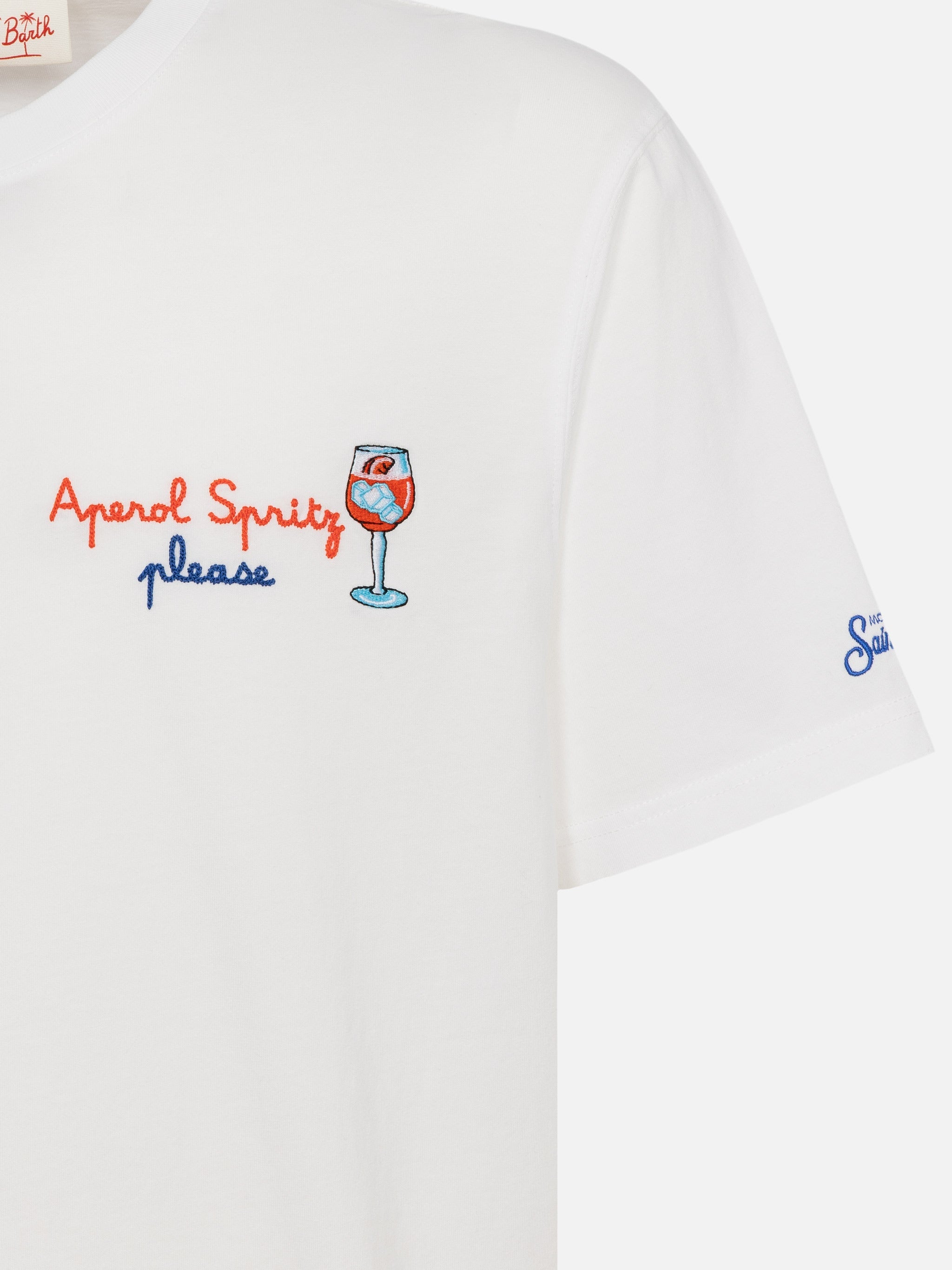 Classic Fit Cotton Jersey T-Shirt Portofino With Aperol Spritz, Please Embroidery | Special Edition White
