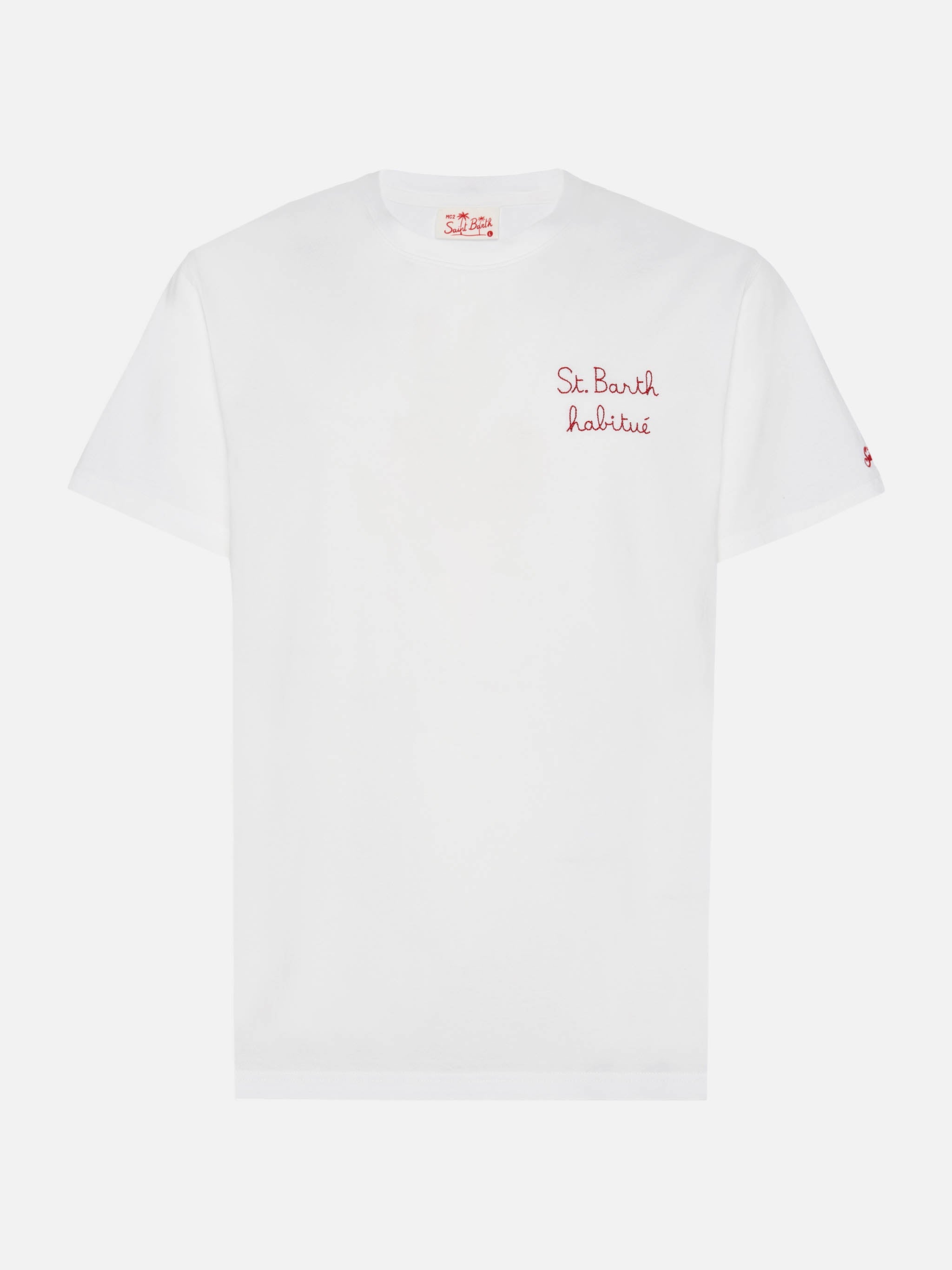 Cotton Jersey T-Shirt Portofino With St. Barth Habituè Embroidery White