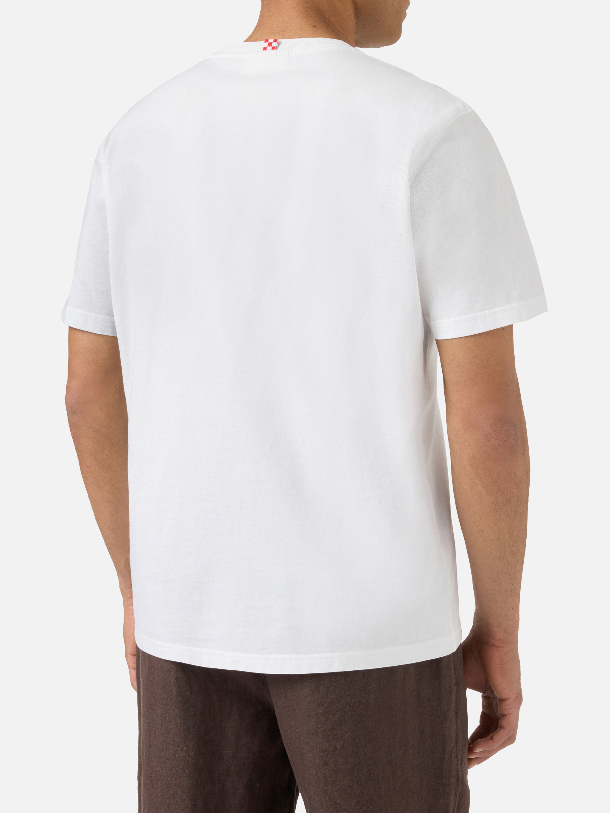 White Portofino T-Shirt With Viaggio Prima Classe Embroidery