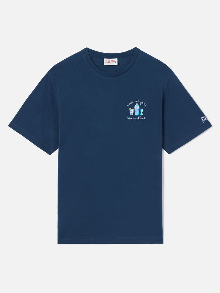 Blue Portofino T-Shirt With Creo Soluzioni Non Problemi Embroidery