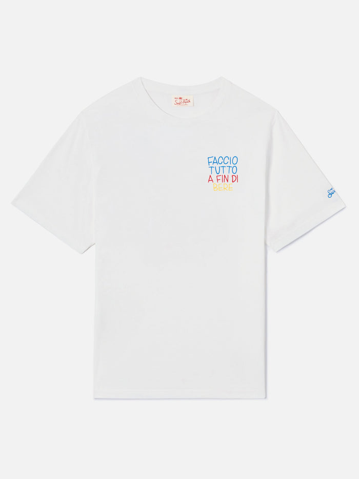White Portofino T-Shirt With Faccio Tutto A Fin Di Bere Embroidery | Special Edition