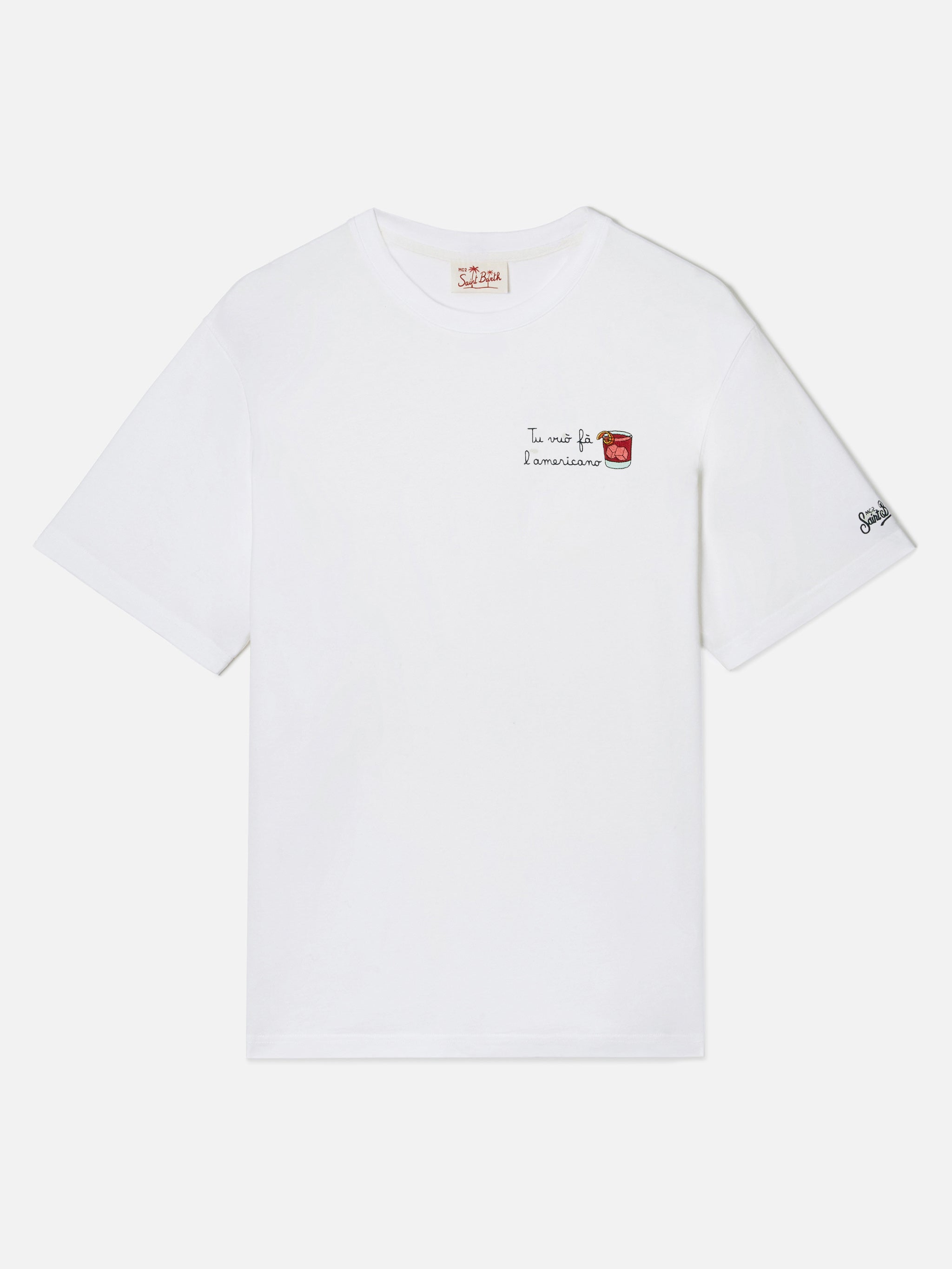 White Portofino T-Shirt With Tu Vuò Fà Lamericano Embroidery